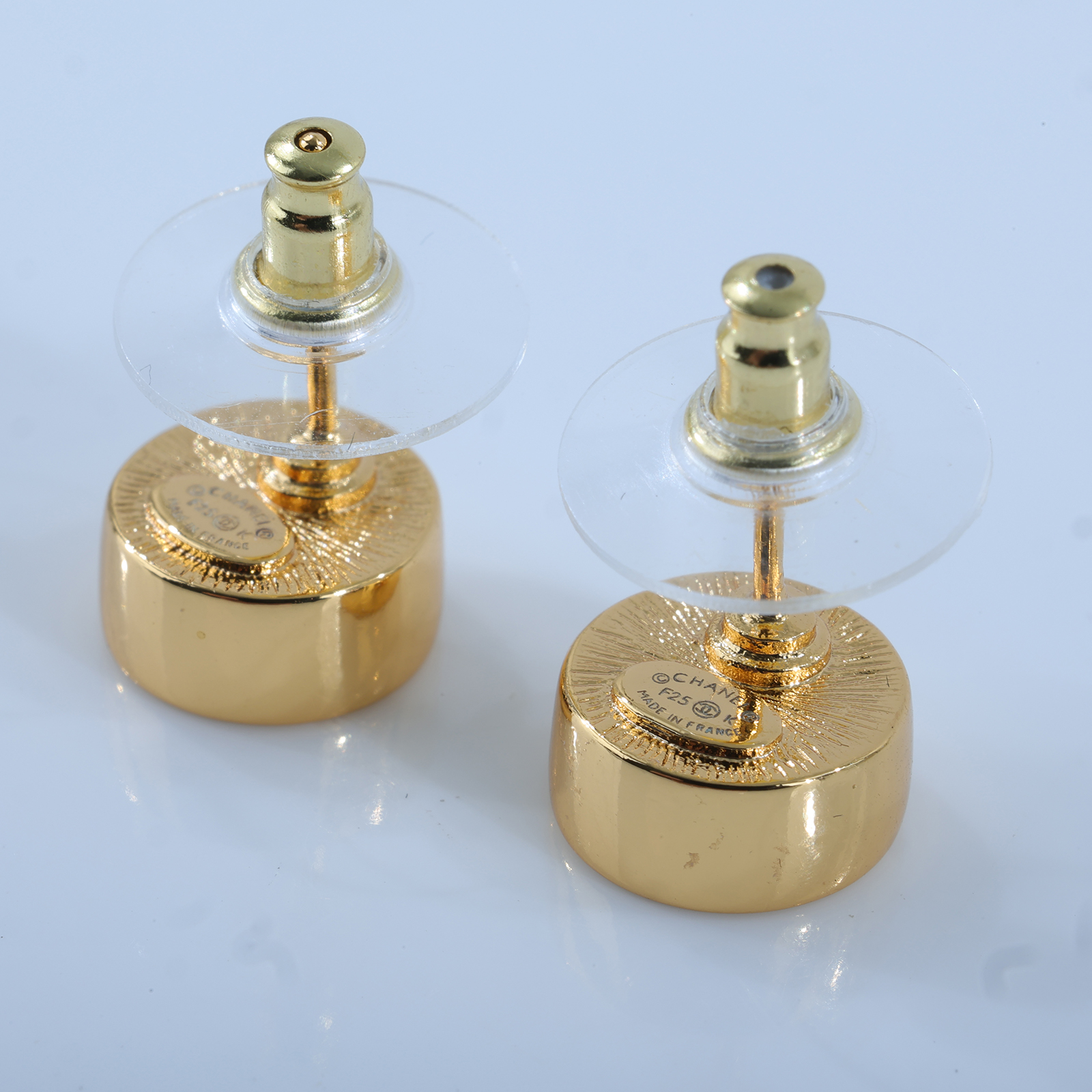 香奈兒 CHANEL CC LOGO 耳環 耳釘 1176760218573F25 K 黑圓小雙C耳環 無附屬品