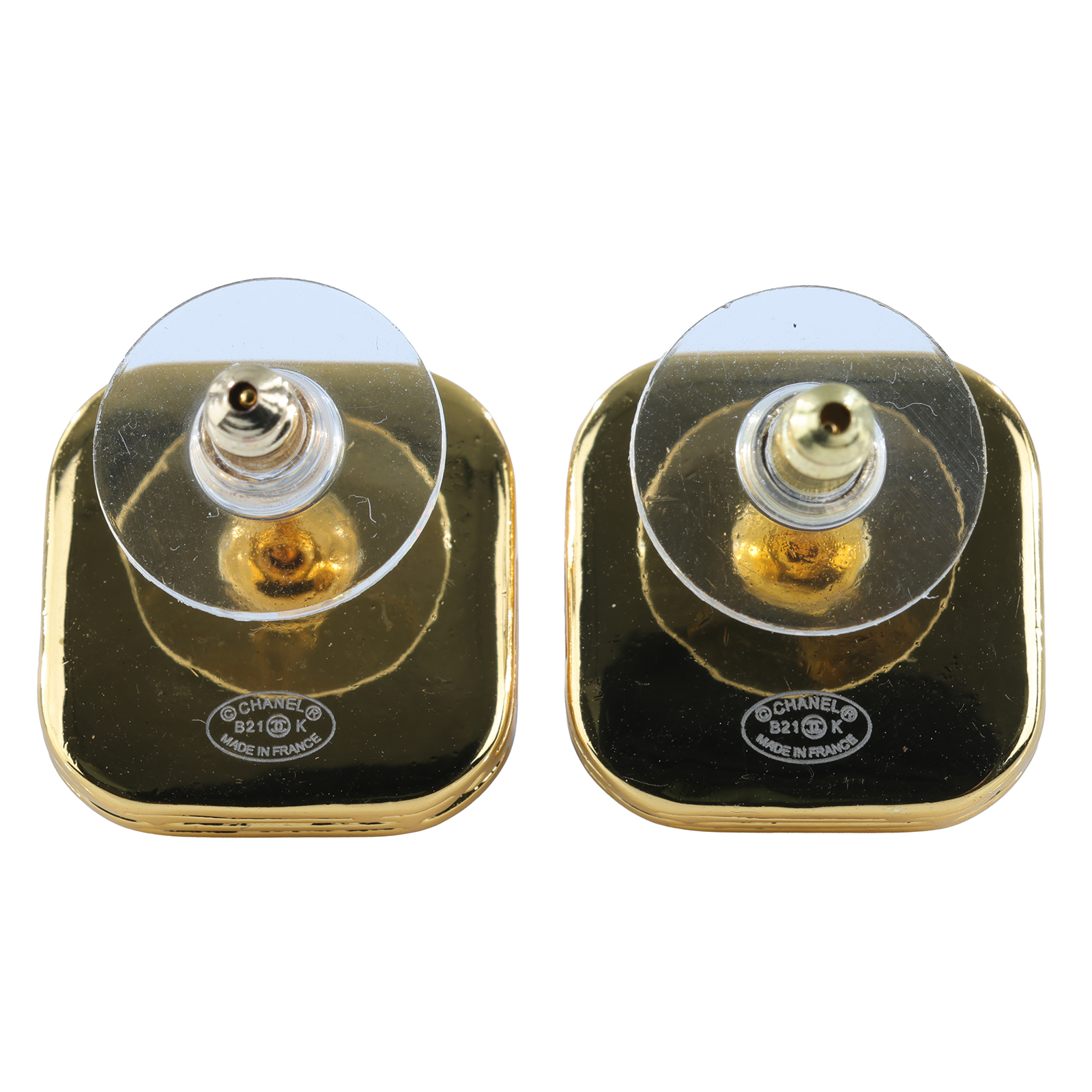 香奈兒 CHANEL CC LOGO 耳環 耳釘 B21 K 方框雙C耳環 無附屬品