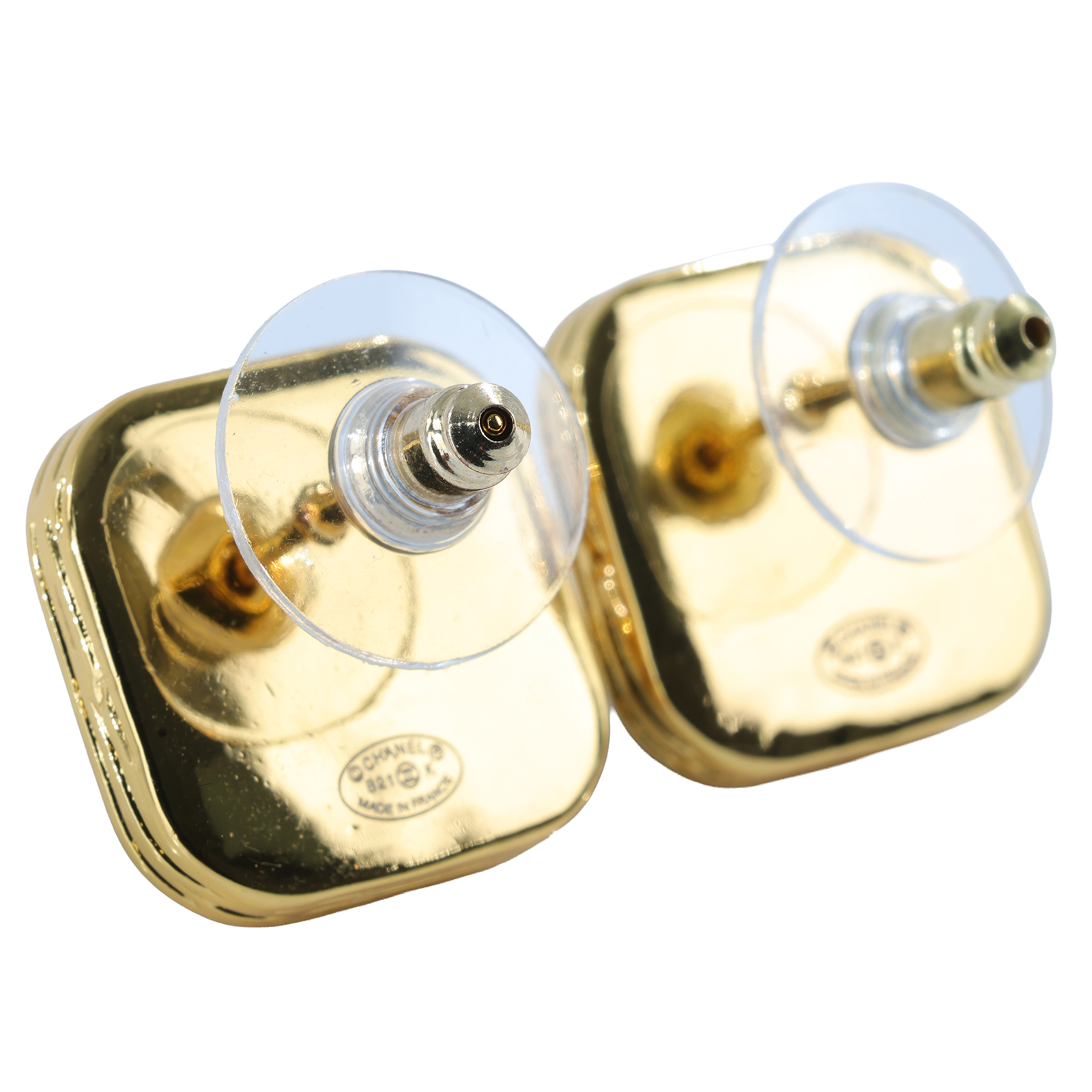 香奈兒 CHANEL CC LOGO 耳環 耳釘 B21 K 方框雙C耳環 無附屬品