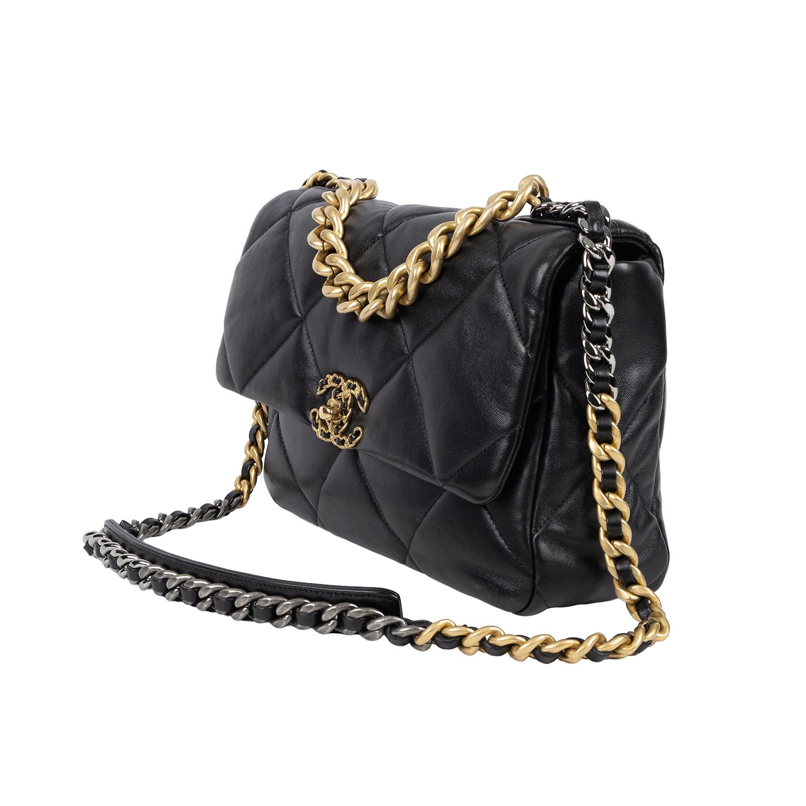 香奈兒 CHANEL 19 大型口蓋包 AS1161 30開 黑金19包 30CM 原廠盒子/防塵袋