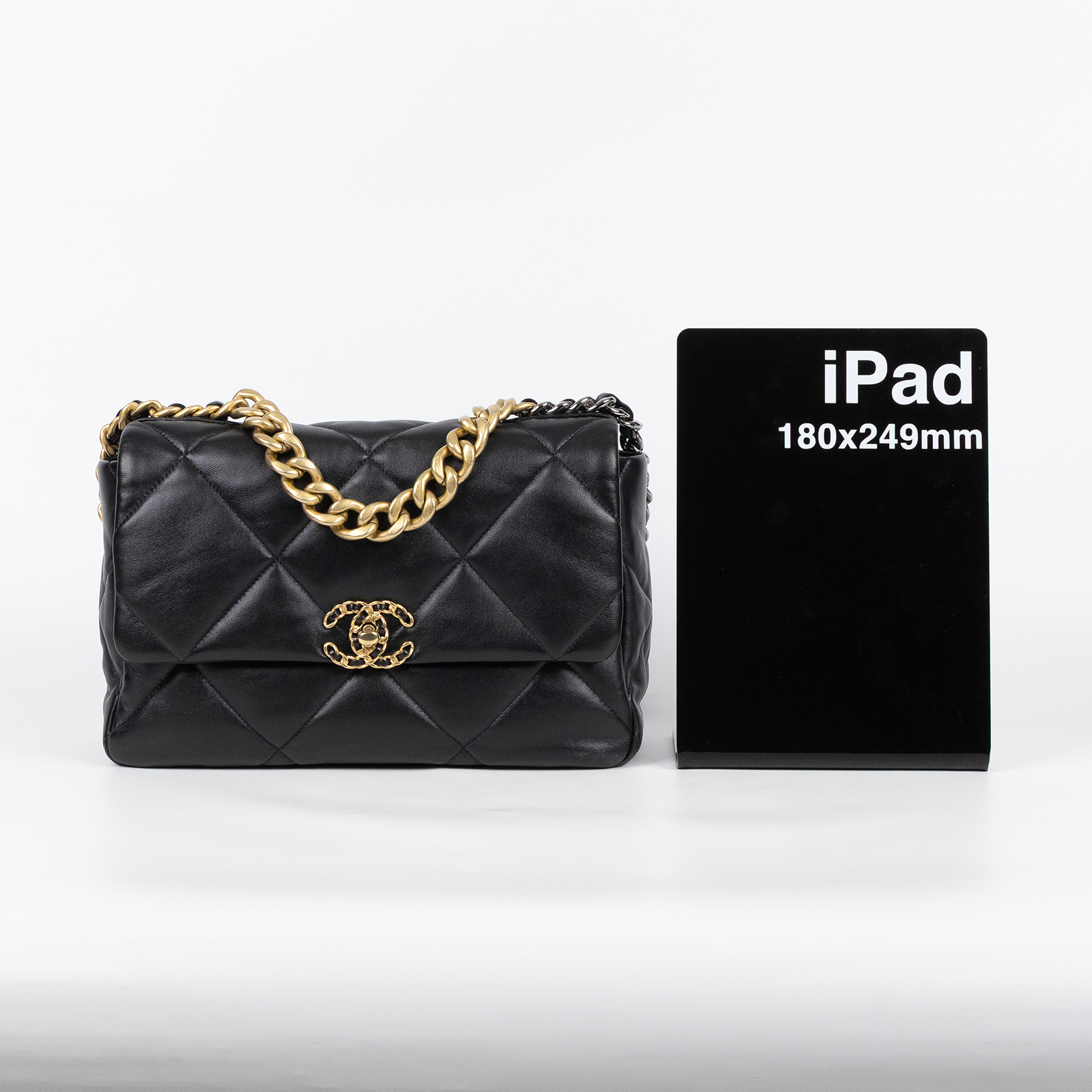 香奈兒 CHANEL 19 大型口蓋包 AS1161 30開 黑金19包 30CM 原廠盒子/防塵袋