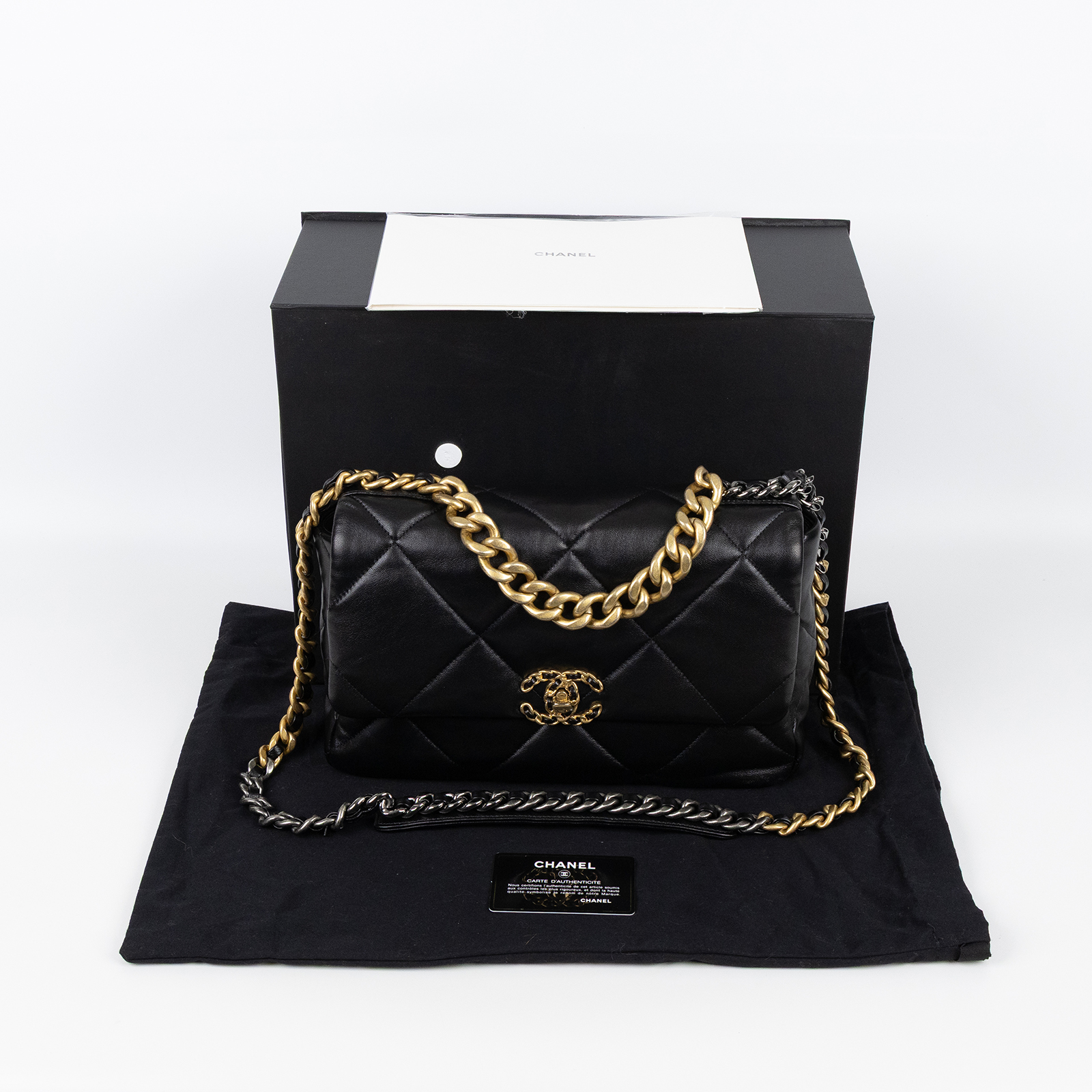 香奈兒 CHANEL 19 大型口蓋包 AS1161 30開 黑金19包 30CM 原廠盒子/防塵袋