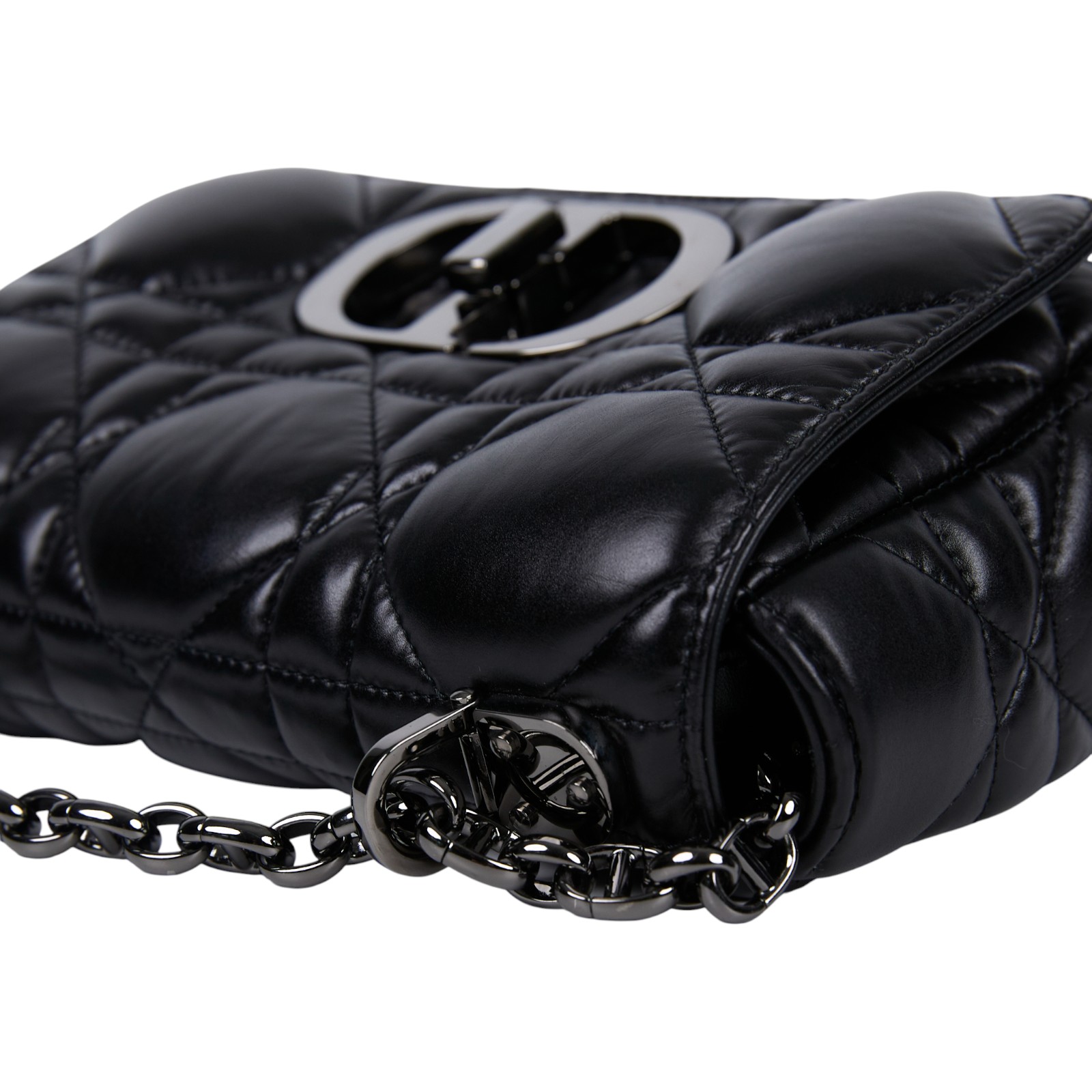 迪奧 CHRISTIAN DIOR Caro 小牛皮 小號 肩背 手袋 M9241UWHC 黑銀DIOR CARO SMALL 原廠盒子/防塵袋