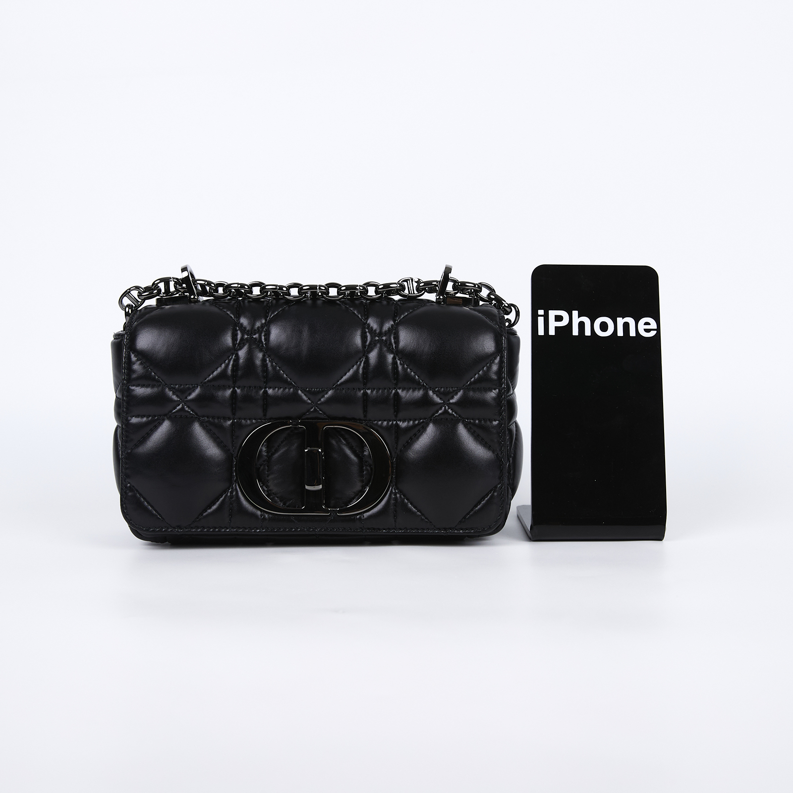 迪奧 CHRISTIAN DIOR Caro 小牛皮 小號 肩背 手袋 M9241UWHC 黑銀DIOR CARO SMALL 原廠盒子/防塵袋