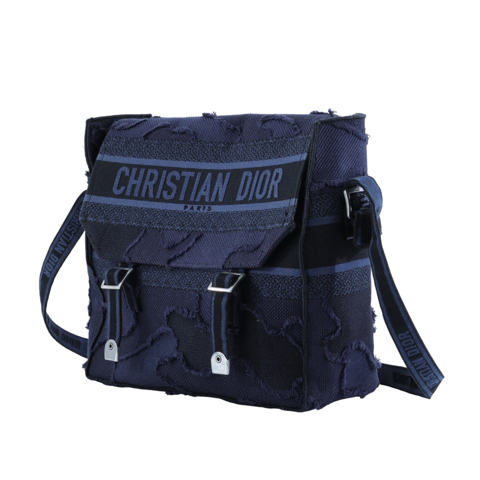 迪奧 CHRISTIAN DIOR Diorcamp 大型 肩背 郵差包 M1291VWAH 藍迷彩CAMP 無附屬品