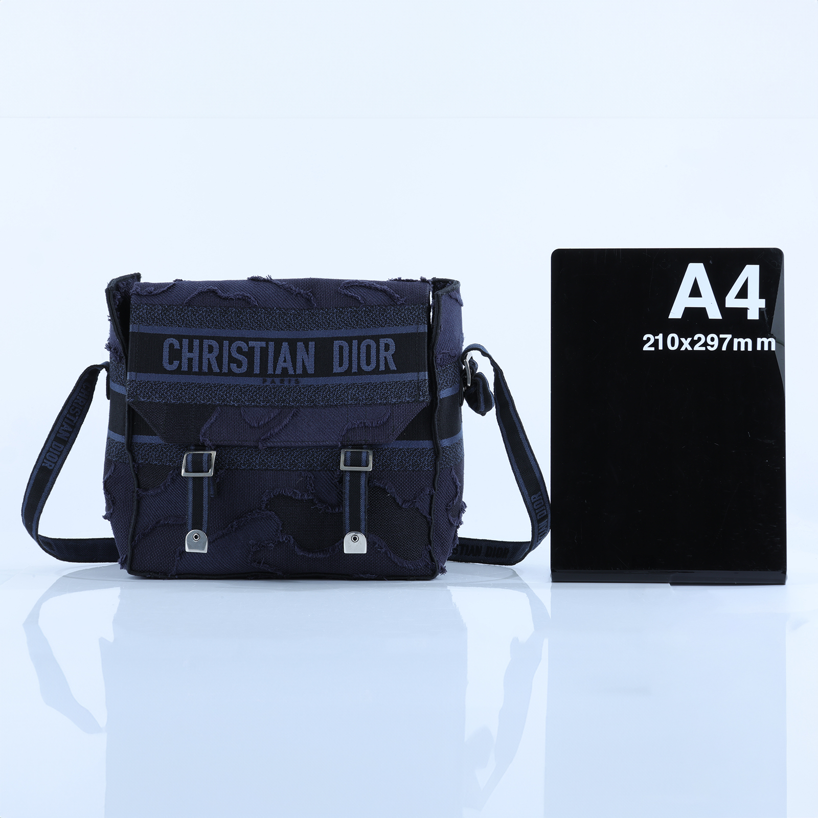 迪奧 CHRISTIAN DIOR Diorcamp 大型 肩背 郵差包 M1291VWAH 藍迷彩CAMP 無附屬品