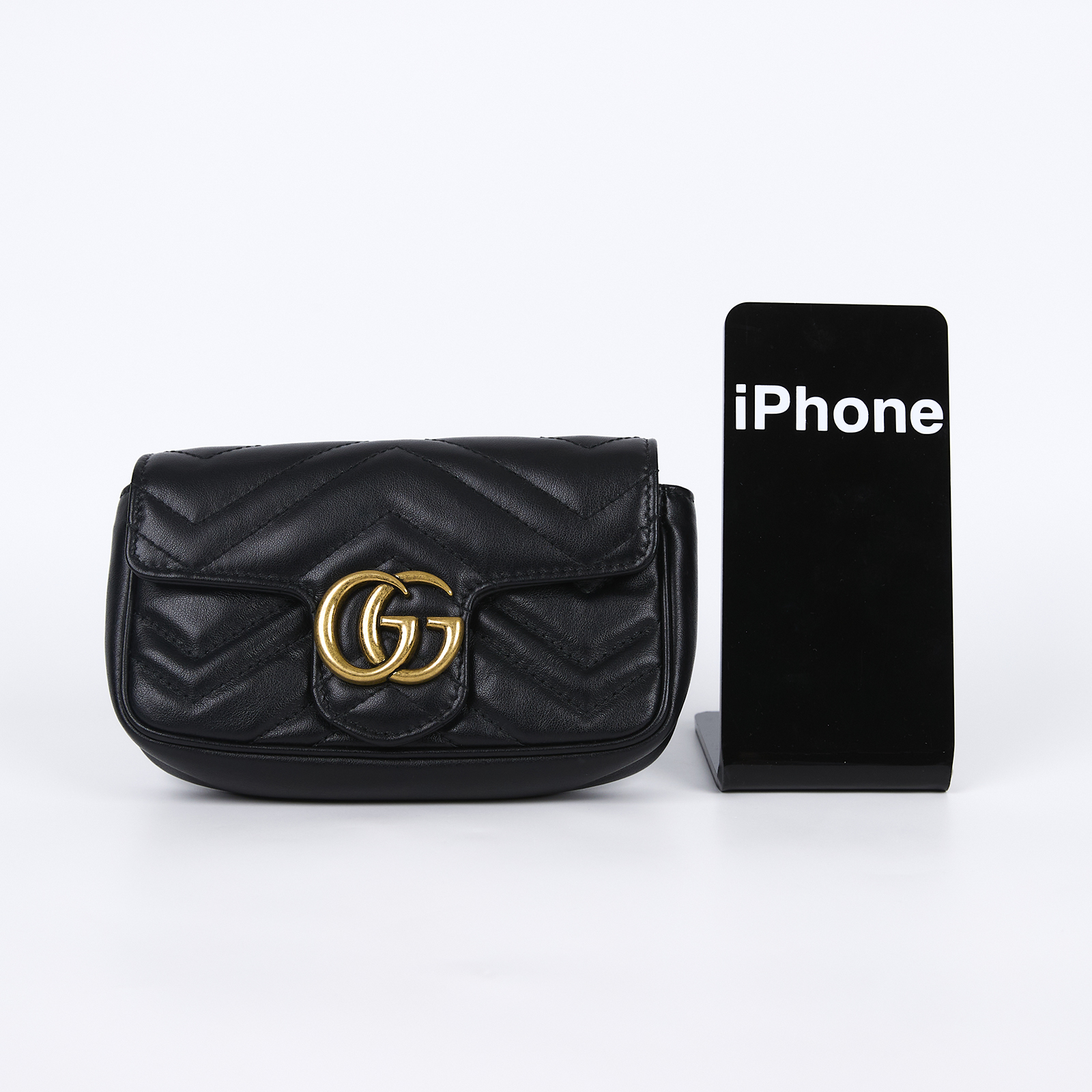 古馳 GUCCI GG Mormont 絎縫 超迷你袋 476433 DTDCT 黑MARMONT MINI 防塵袋