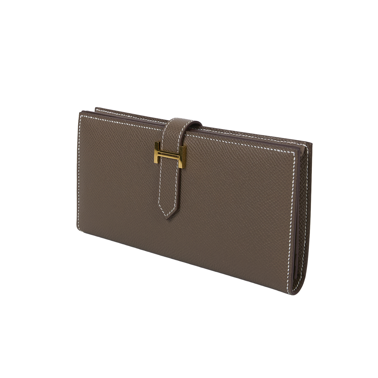 愛馬仕 Hermes Bearn Soufflet 長夾 金色五金 大象灰 H039785CC18 K  SN 004 FQ  原廠盒子/購買證明影本