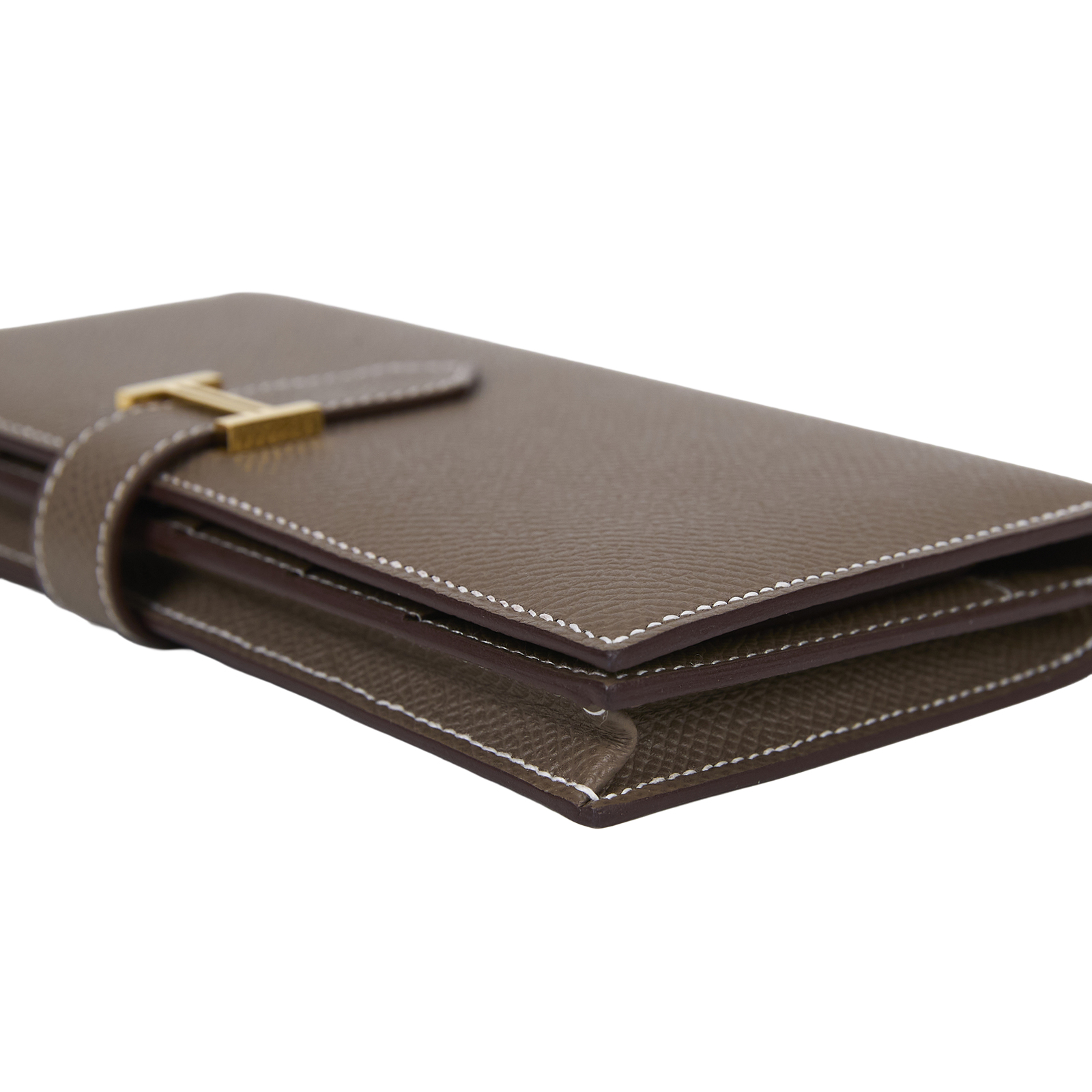 愛馬仕 Hermes Bearn Soufflet 長夾 金色五金 大象灰 H039785CC18 K  SN 004 FQ  原廠盒子/購買證明影本