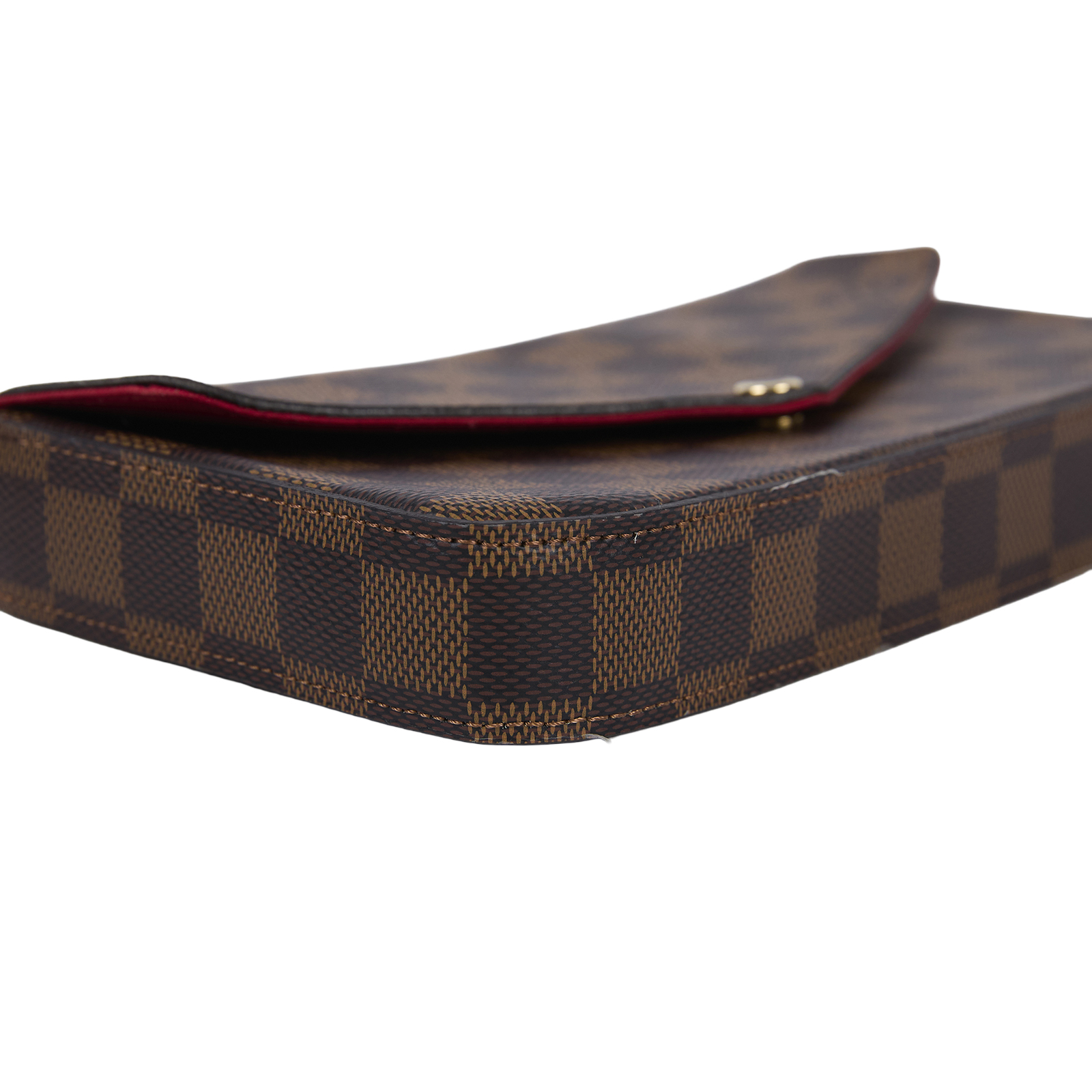 路易威登 LOUIS VUITTON Pochette Félicie 鏈帶扣式斜背 手拿 長夾 Ebène帆布 櫻桃紅 N63032  原廠盒子/防塵袋