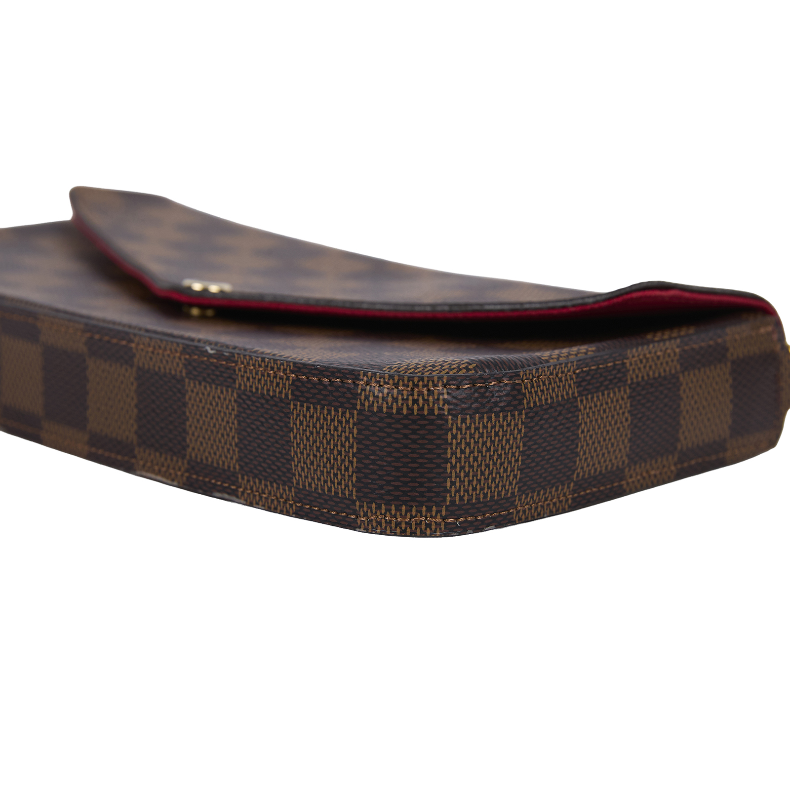 路易威登 LOUIS VUITTON Pochette Félicie 鏈帶扣式斜背 手拿 長夾 Ebène帆布 櫻桃紅 N63032  原廠盒子/防塵袋