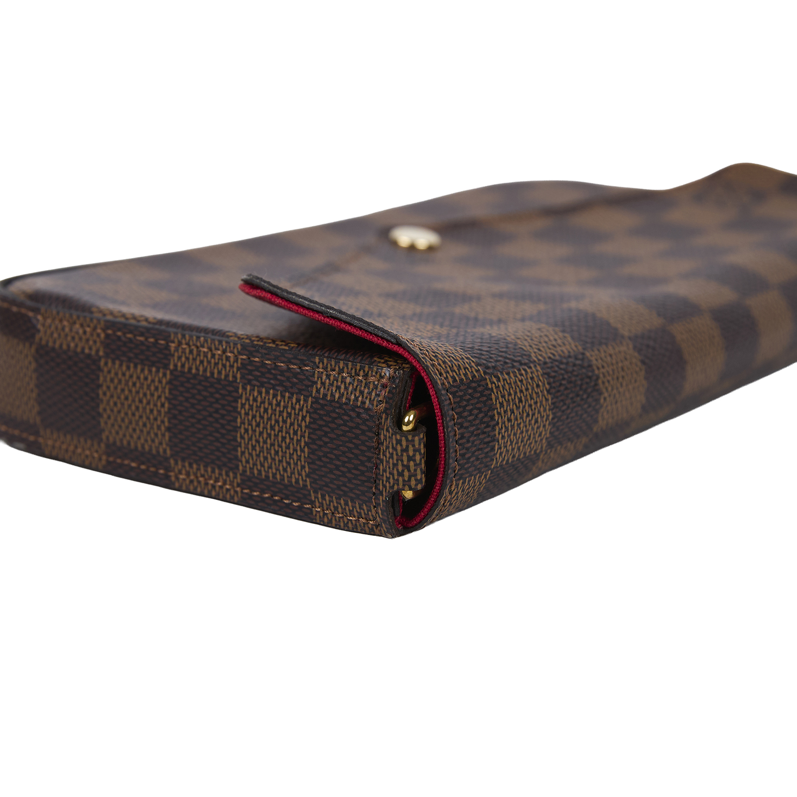 路易威登 LOUIS VUITTON Pochette Félicie 鏈帶扣式斜背 手拿 長夾 Ebène帆布 櫻桃紅 N63032  原廠盒子/防塵袋