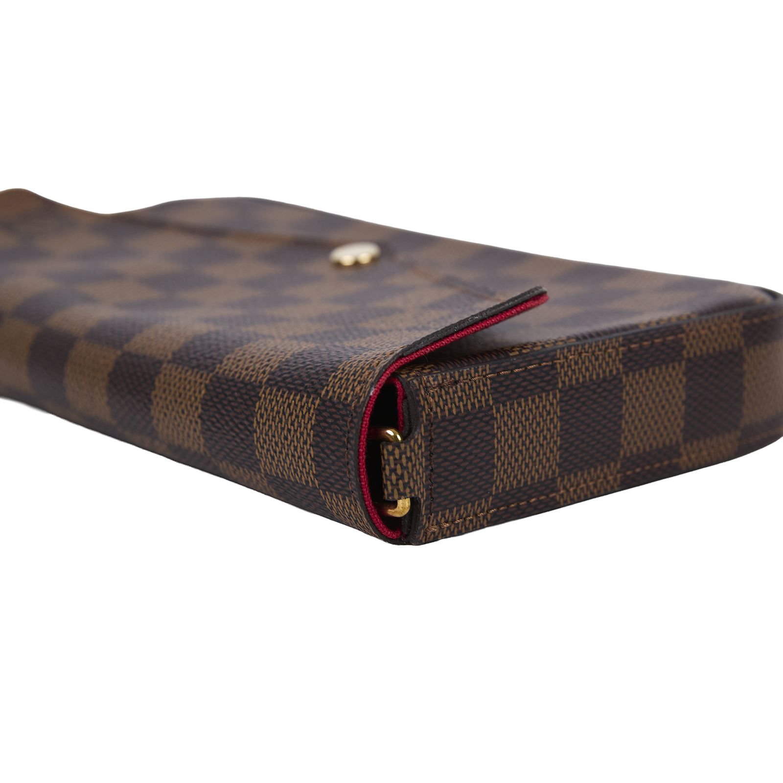 路易威登 LOUIS VUITTON Pochette Félicie 鏈帶扣式斜背 手拿 長夾 Ebène帆布 櫻桃紅 N63032  原廠盒子/防塵袋