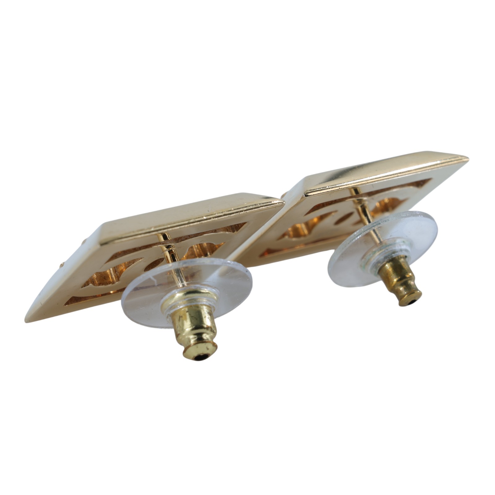 香奈兒 CHANEL CC LOGO 耳環 耳釘 B24 A 白雙方框耳環 原廠盒子/內襯