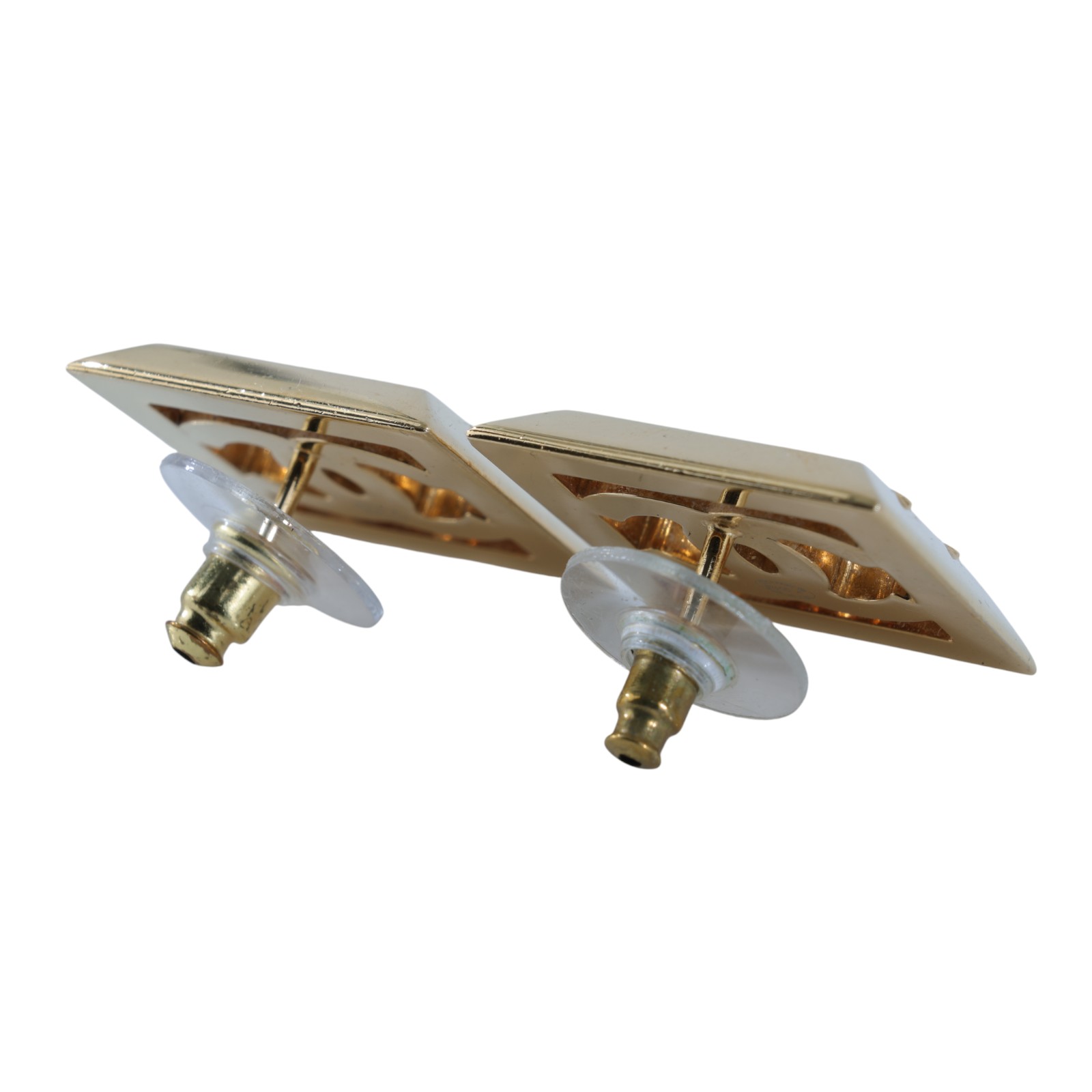 香奈兒 CHANEL CC LOGO 耳環 耳釘 B24 A 白雙方框耳環 原廠盒子/內襯