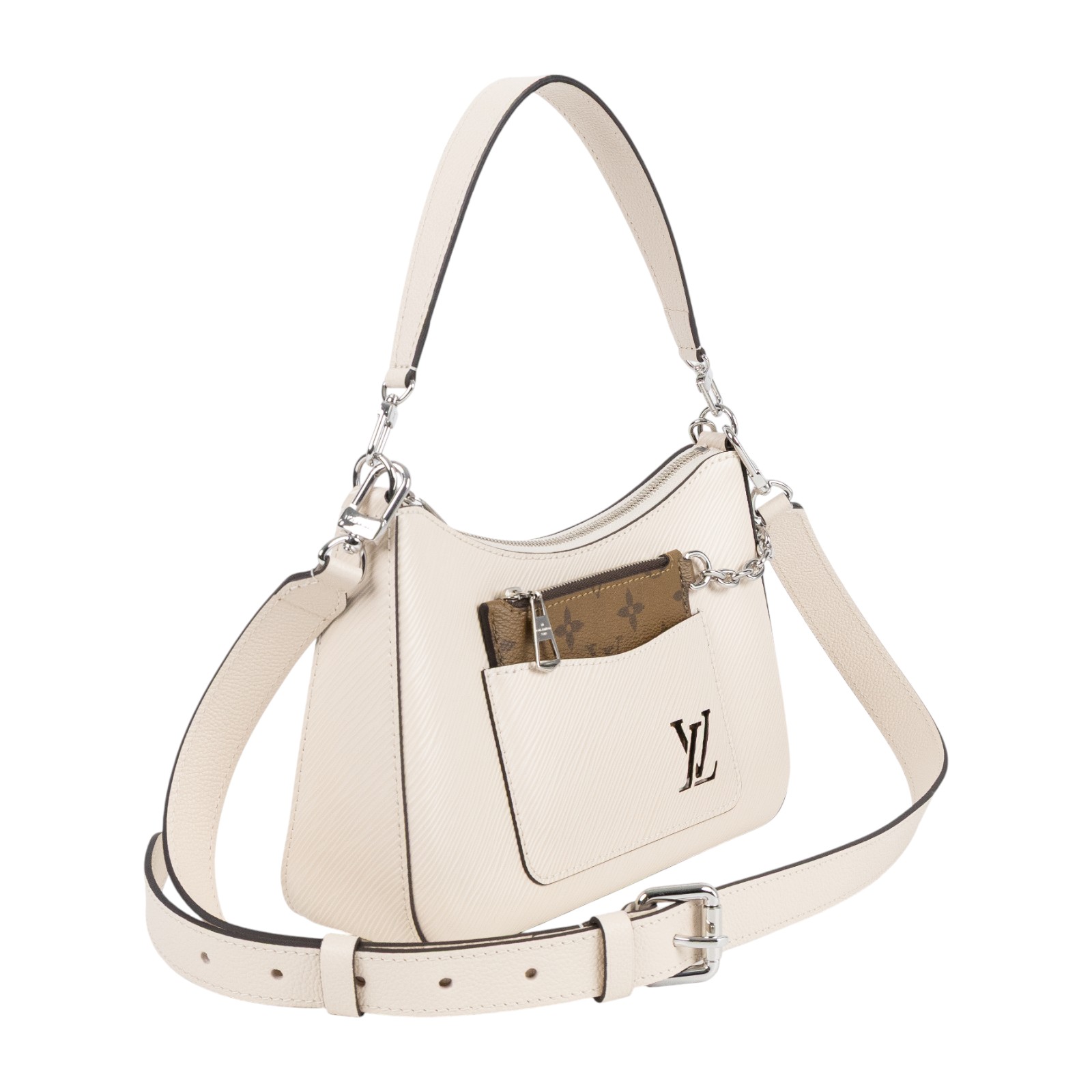 路易威登 LOUIS VUITTON Marelle 肩背包 粒面Epi皮革 石英白色 M80688 晶片款  原廠盒子/防塵袋/背帶
