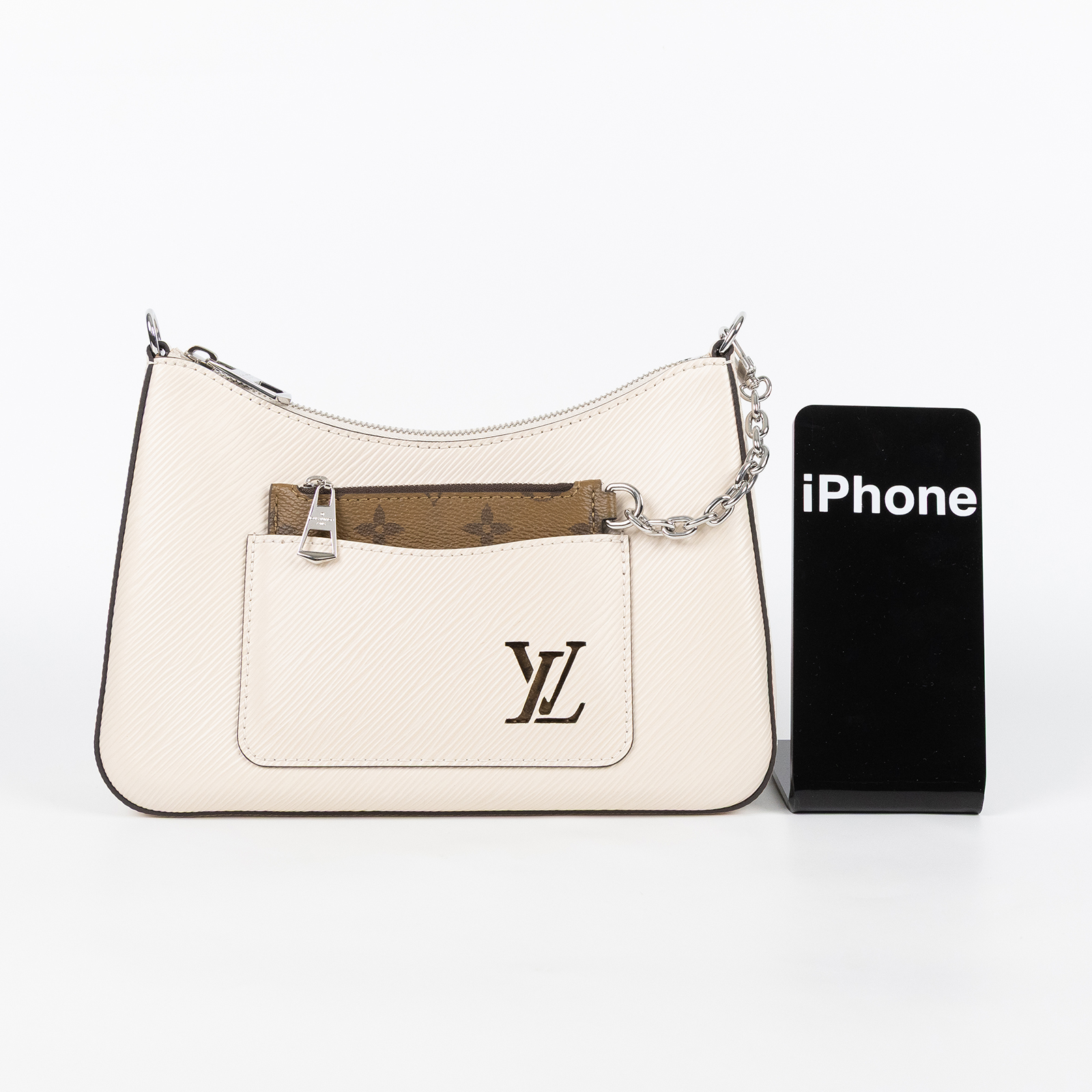 路易威登 LOUIS VUITTON Marelle 肩背包 粒面Epi皮革 石英白色 M80688 晶片款  原廠盒子/防塵袋/背帶