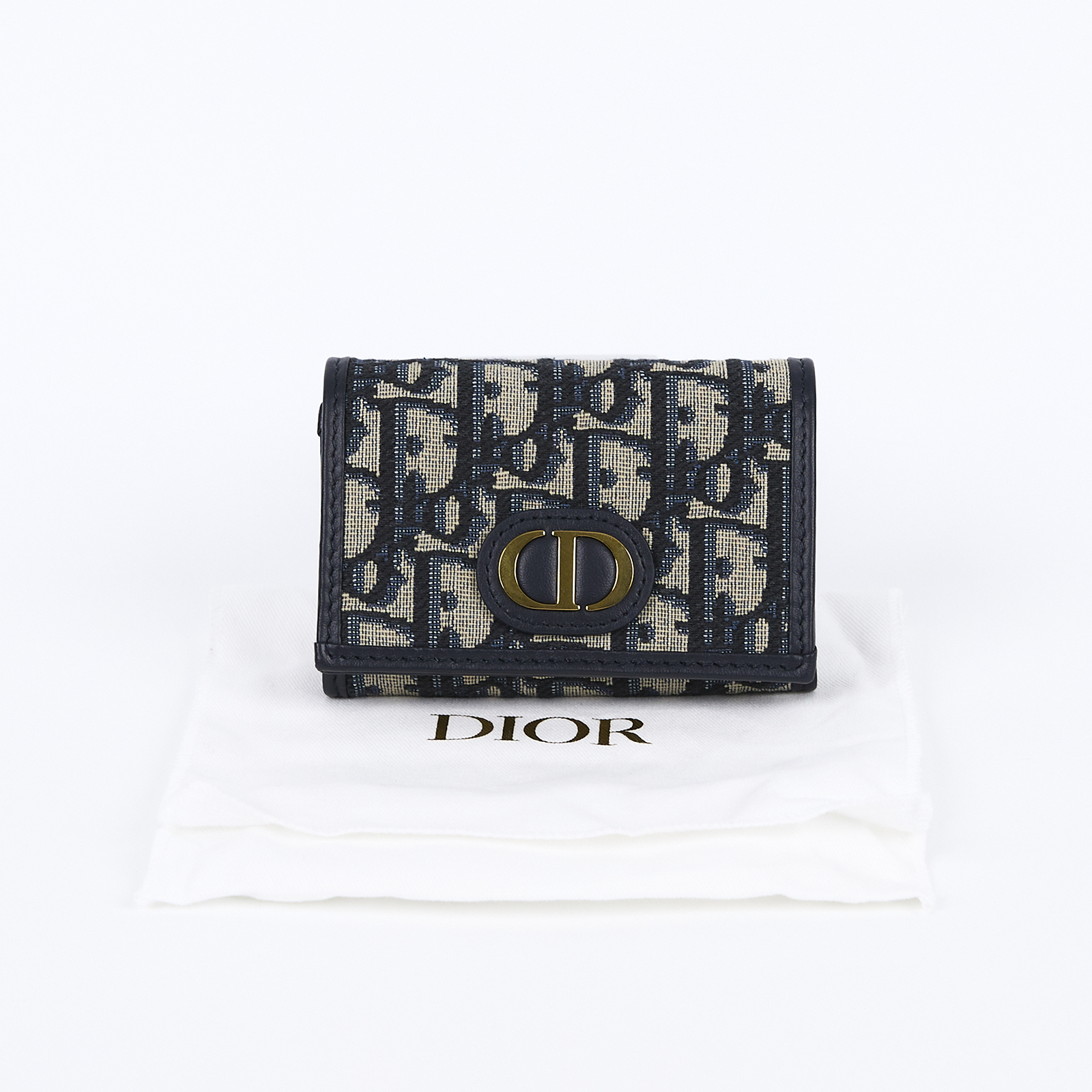 迪奧 CHRISTIAN DIOR 30 Montaigne 錢包 卡片夾 S2300UTZQ 藍緹花MONTAIGNE 30 GLYCINE零錢包 防塵袋