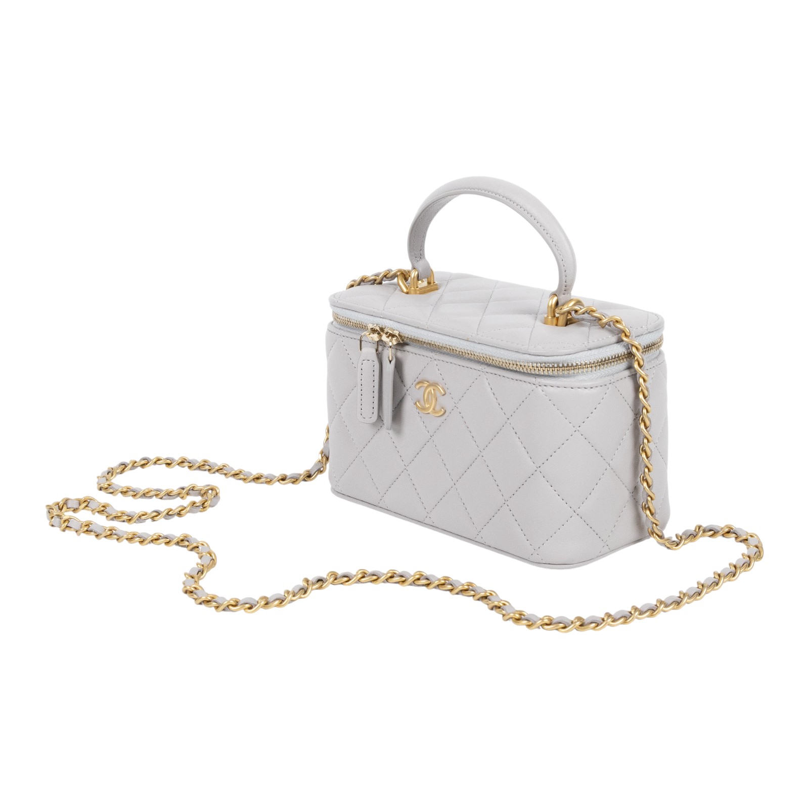 香奈兒 CHANEL Vanity Case 化妝箱 AP2199 31開淺灰羊VANITY CASE化妝包 防塵袋/保證卡