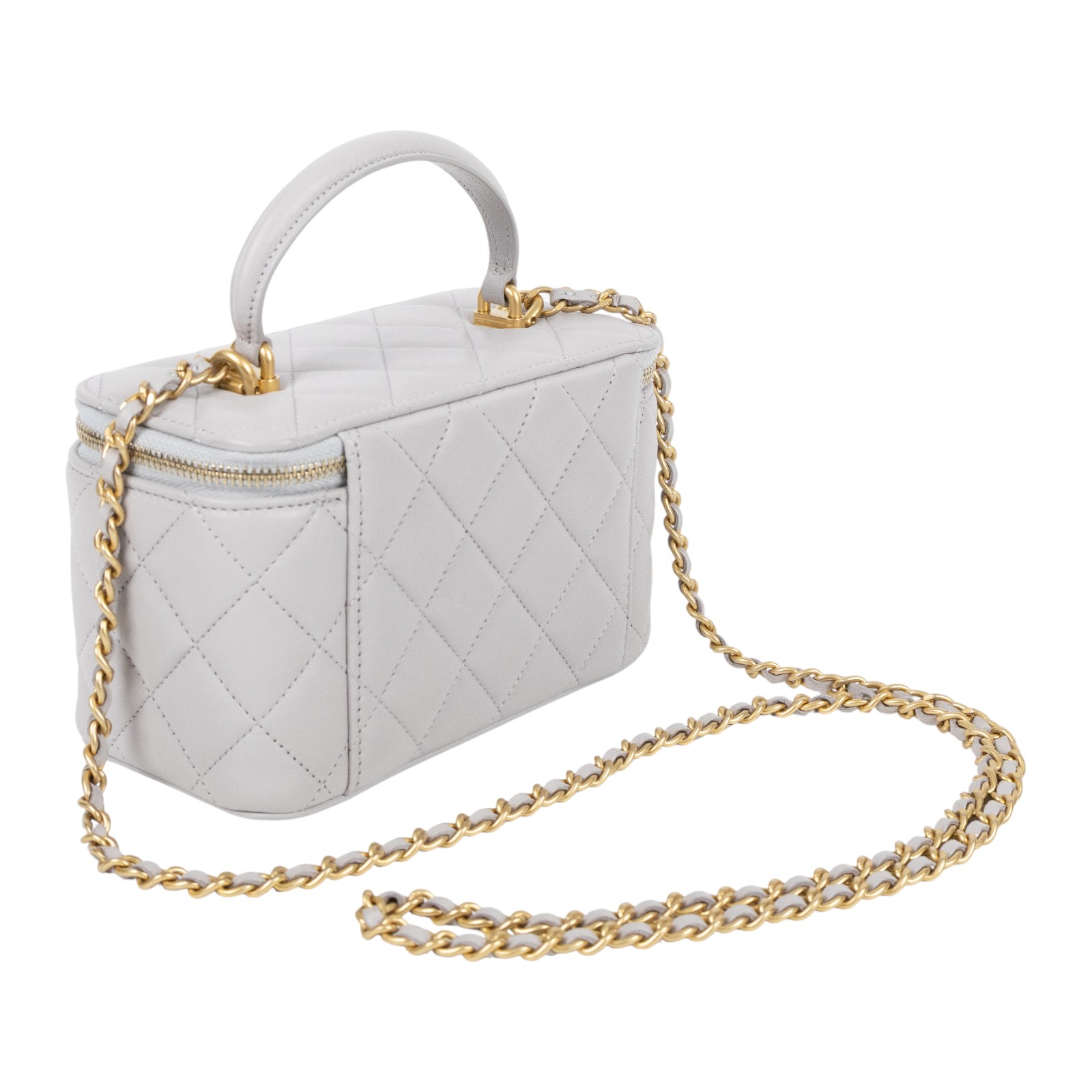 香奈兒 CHANEL Vanity Case 化妝箱 AP2199 31開淺灰羊VANITY CASE化妝包 防塵袋/保證卡