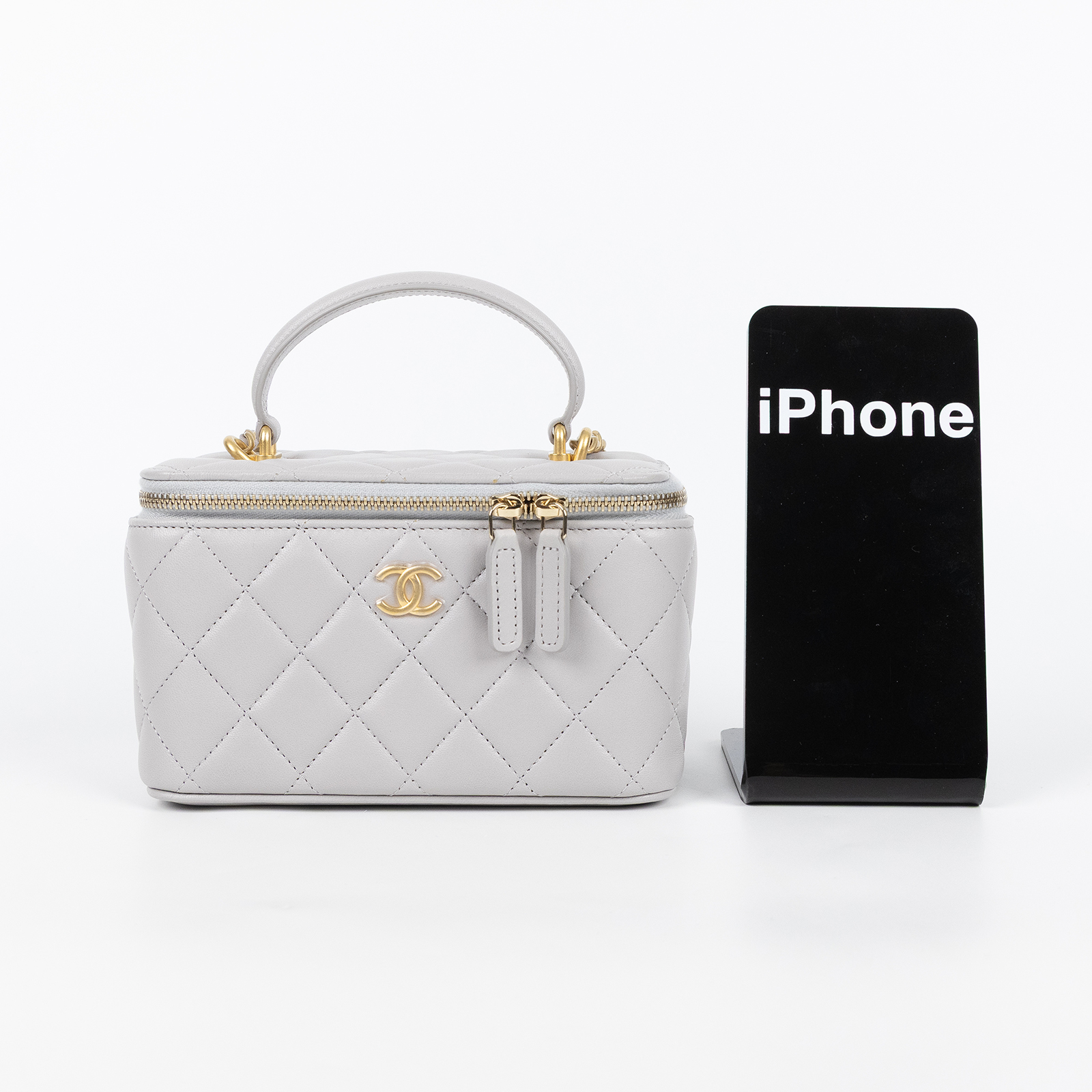 香奈兒 CHANEL Vanity Case 化妝箱 AP2199 31開淺灰羊VANITY CASE化妝包 防塵袋/保證卡