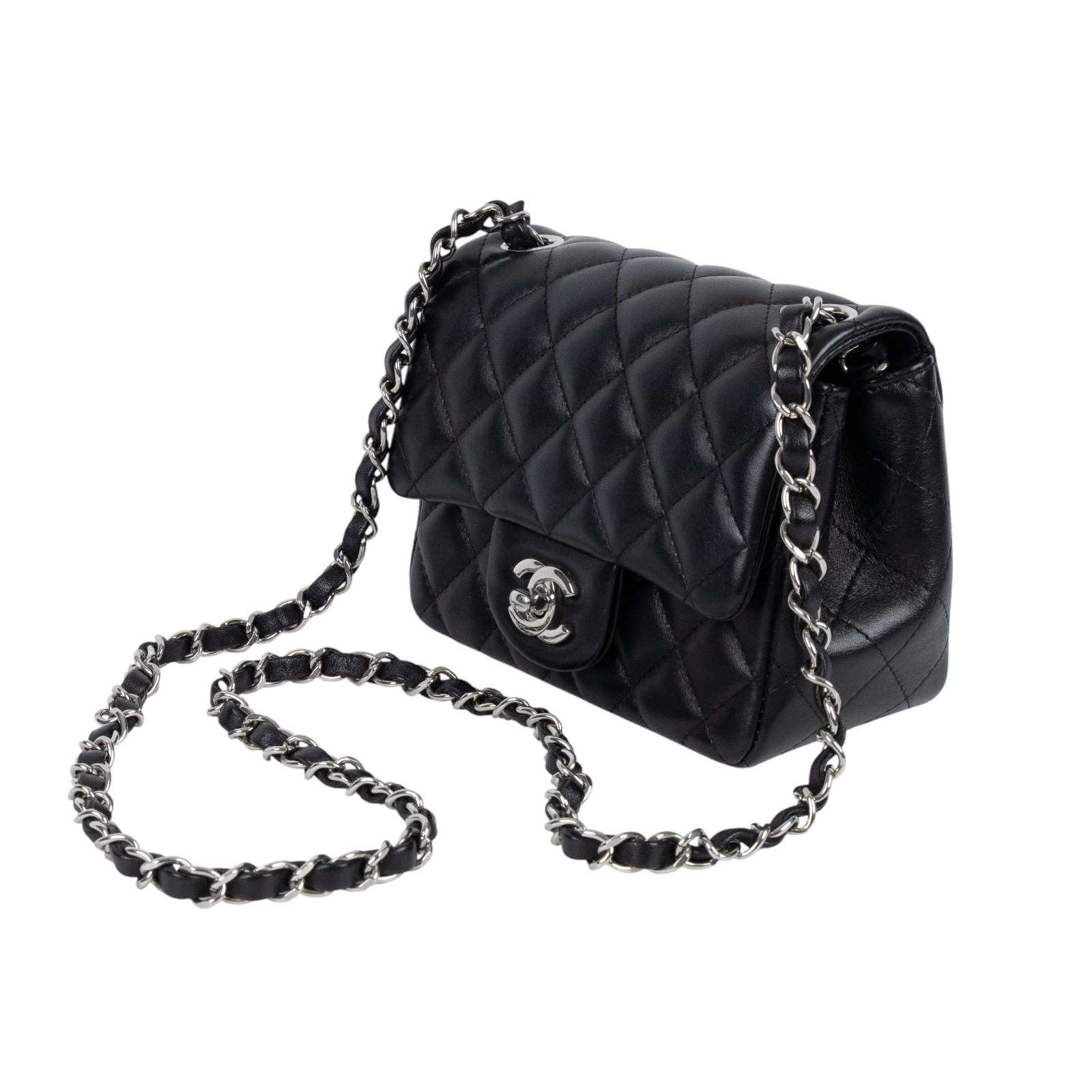 香奈兒 CHANEL CF 方形 迷你 口蓋包 A35200 Y01480 晶片款 黑銀羊COCO17方胖 原廠盒子/防塵袋/購買證明