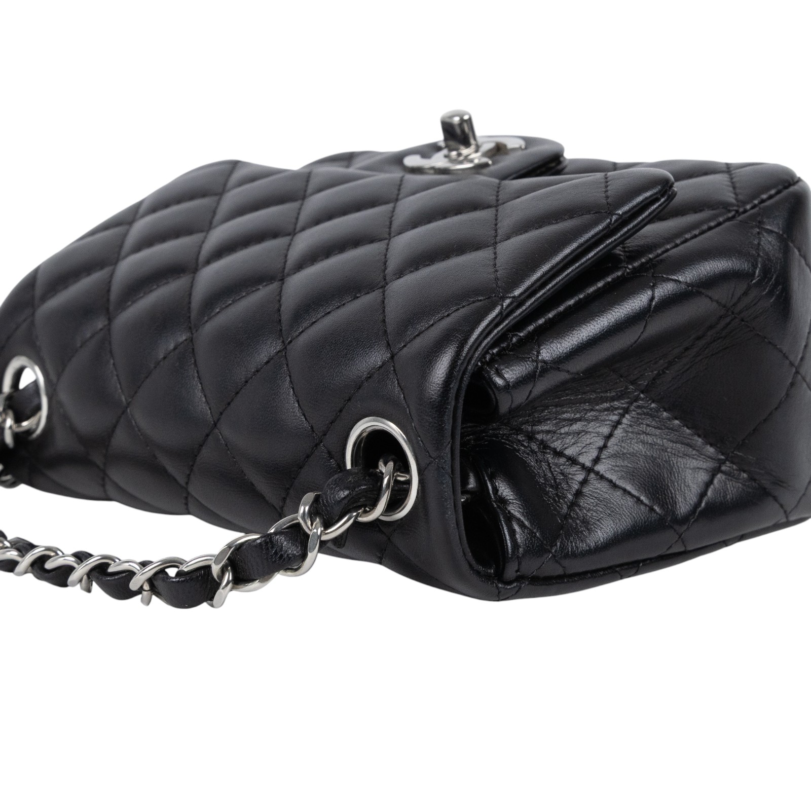 香奈兒 CHANEL CF 方形 迷你 口蓋包 A35200 Y01480 晶片款 黑銀羊COCO17方胖 原廠盒子/防塵袋/購買證明