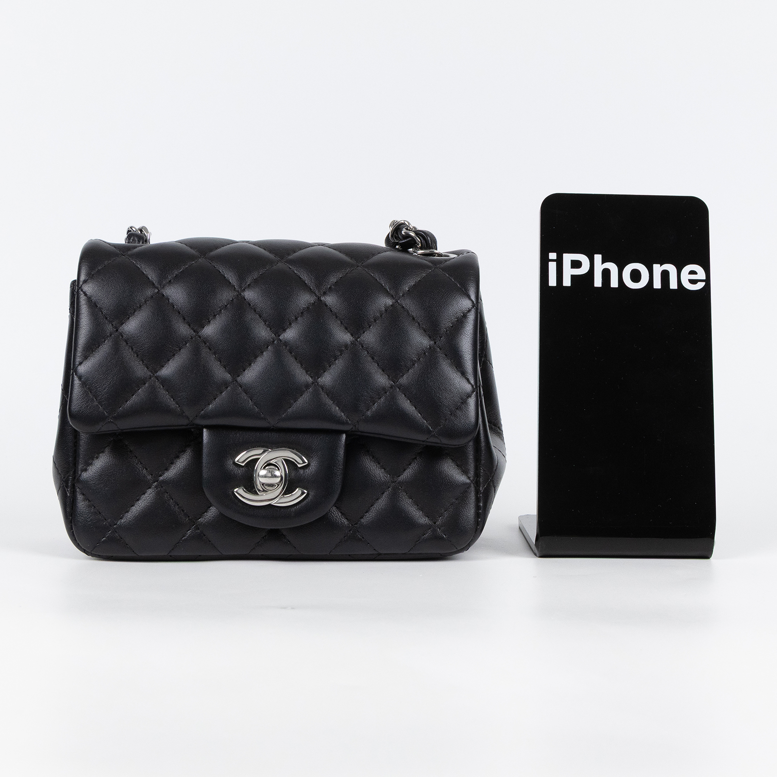 香奈兒 CHANEL CF 方形 迷你 口蓋包 A35200 Y01480 晶片款 黑銀羊COCO17方胖 原廠盒子/防塵袋/購買證明