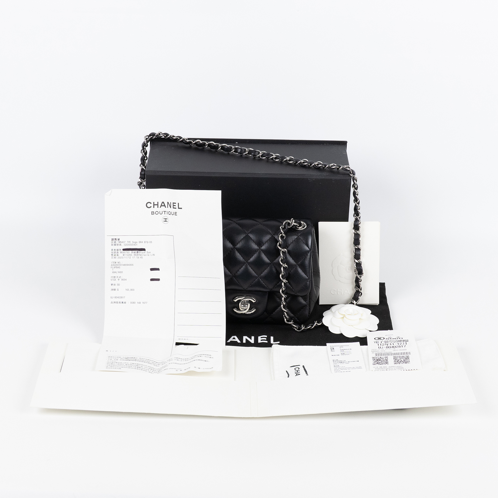 香奈兒 CHANEL CF 方形 迷你 口蓋包 A35200 Y01480 晶片款 黑銀羊COCO17方胖 原廠盒子/防塵袋/購買證明