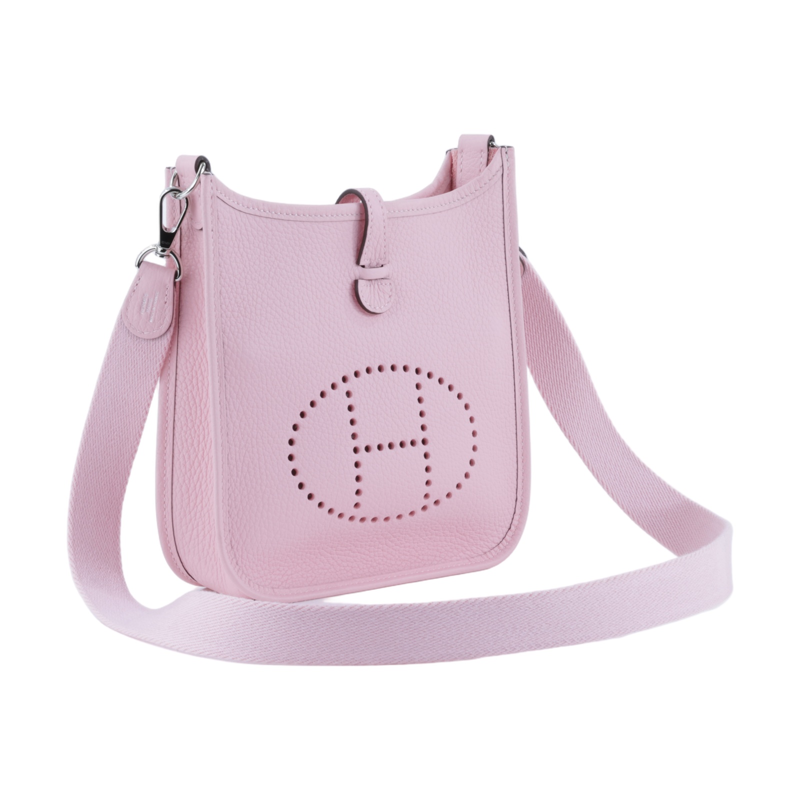 愛馬仕 Hermes Evelyne Bag Mini 伊芙琳包 Evelyne 16 櫻花粉色 銀色五金 H085945CK3Q /KMN006KD  原廠盒子/防塵袋