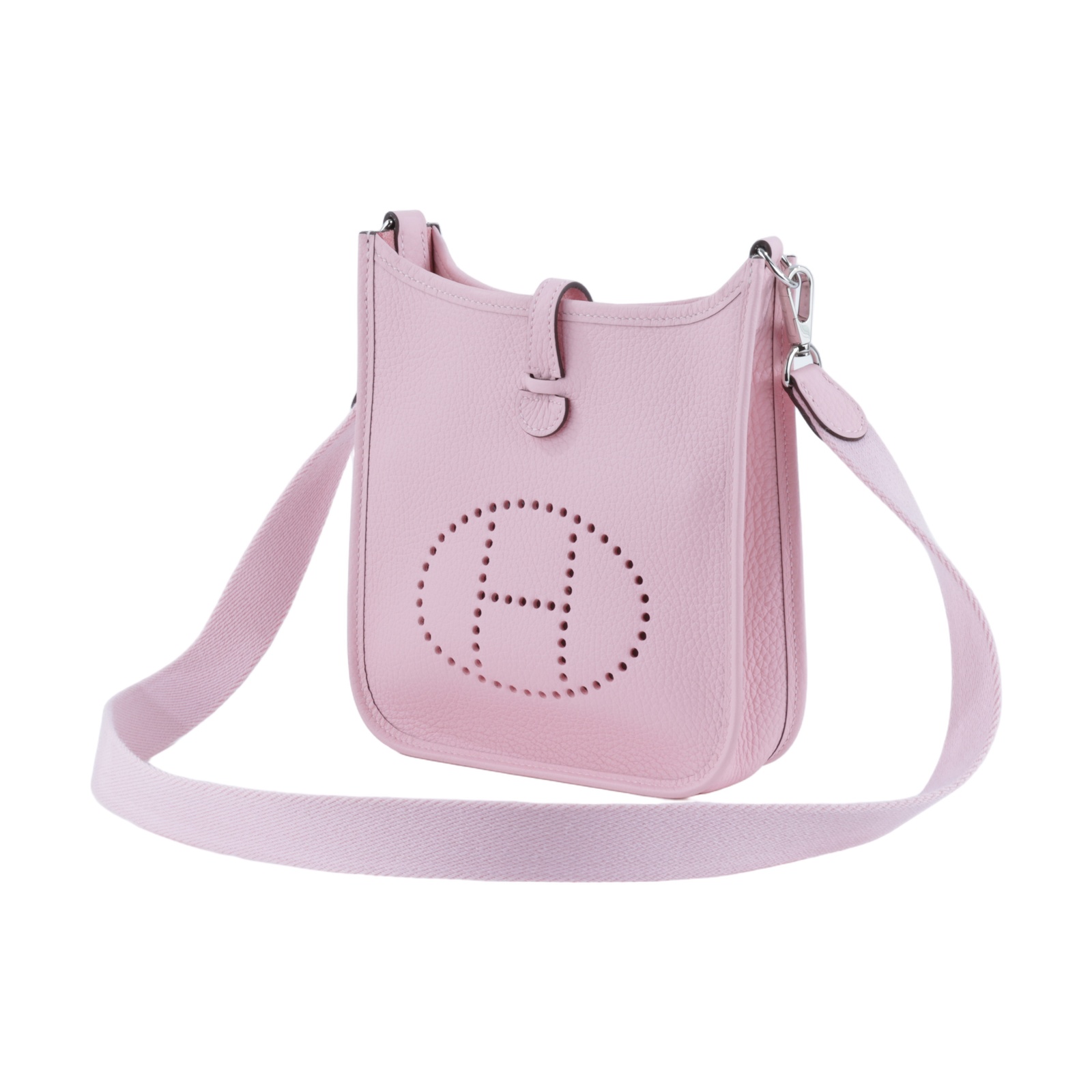 愛馬仕 Hermes Evelyne Bag Mini 伊芙琳包 Evelyne 16 櫻花粉色 銀色五金 H085945CK3Q /KMN006KD  原廠盒子/防塵袋