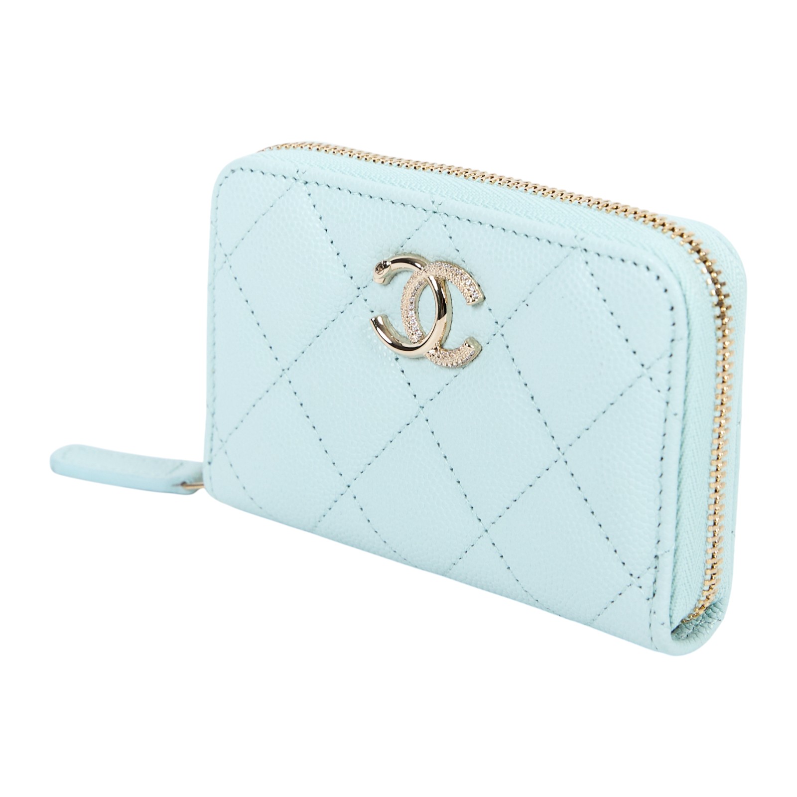 香奈兒 CHANEL 經典 拉鏈 零錢包 錢包 卡夾  晶片款 薄荷綠雙C零錢包 原廠盒子/防塵袋