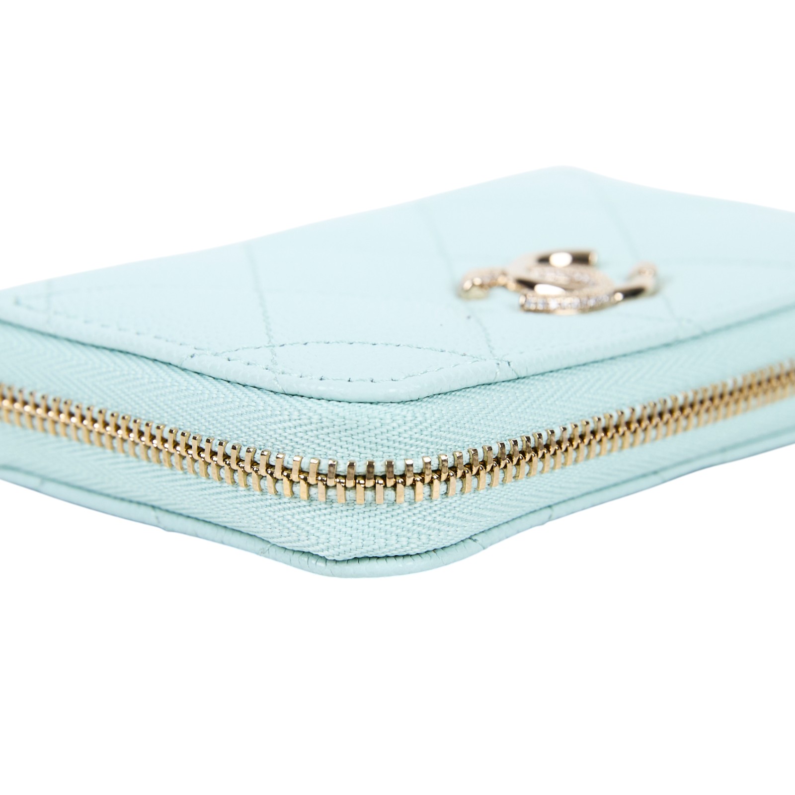 香奈兒 CHANEL 經典 拉鏈 零錢包 錢包 卡夾  晶片款 薄荷綠雙C零錢包 原廠盒子/防塵袋