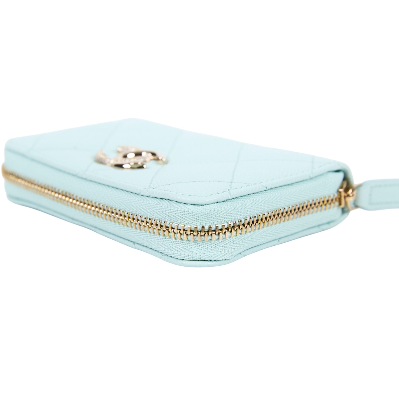 香奈兒 CHANEL 經典 拉鏈 零錢包 錢包 卡夾  晶片款 薄荷綠雙C零錢包 原廠盒子/防塵袋