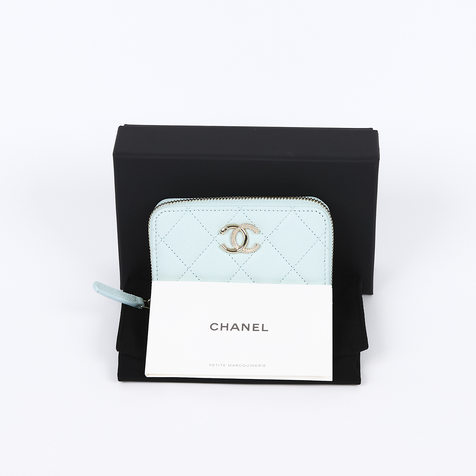 香奈兒 CHANEL 經典 拉鏈 零錢包 錢包 卡夾  晶片款 薄荷綠雙C零錢包 原廠盒子/防塵袋