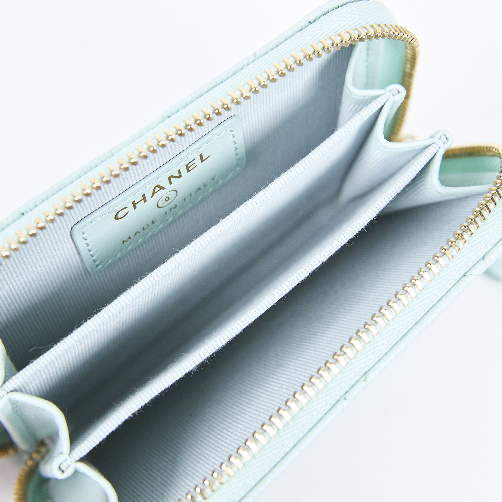 香奈兒 CHANEL 經典 拉鏈 零錢包 錢包 卡夾  晶片款 薄荷綠雙C零錢包 原廠盒子/防塵袋