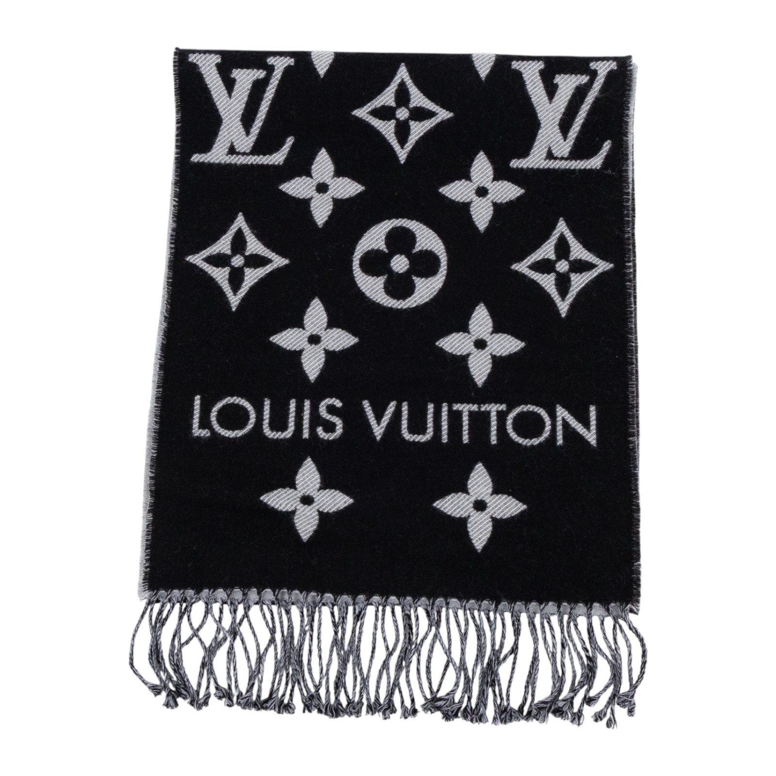 路易威登 LOUIS VUITTON LV Essential 圍巾 黑色 M77853 黑灰ESSENTIAL雙面圍巾 無附屬品