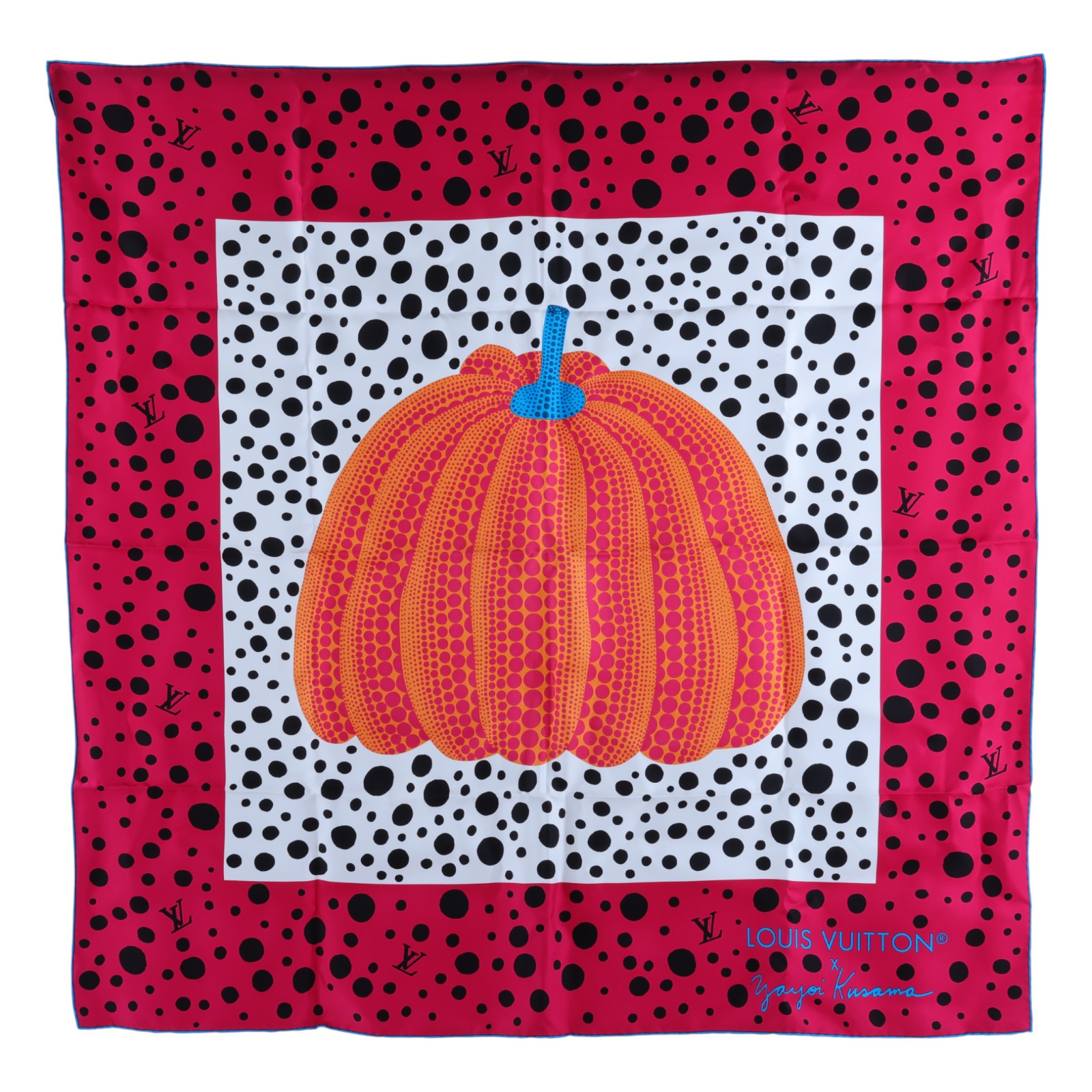 路易威登 LOUIS VUITTON LV x YK 草間彌生 絲巾 M78394 草間彌生橘粉南瓜方巾 原廠盒子