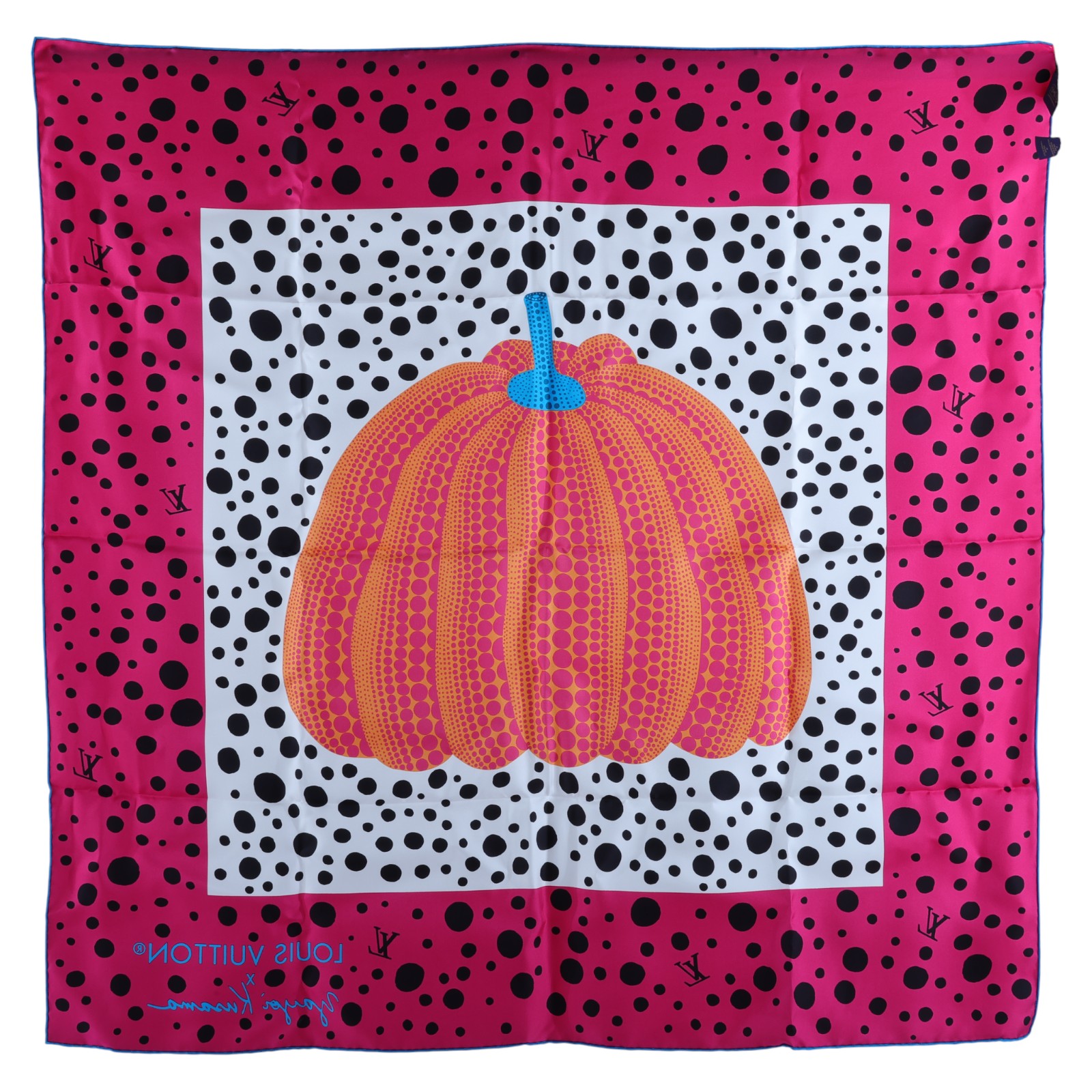 路易威登 LOUIS VUITTON LV x YK 草間彌生 絲巾 M78394 草間彌生橘粉南瓜方巾 原廠盒子