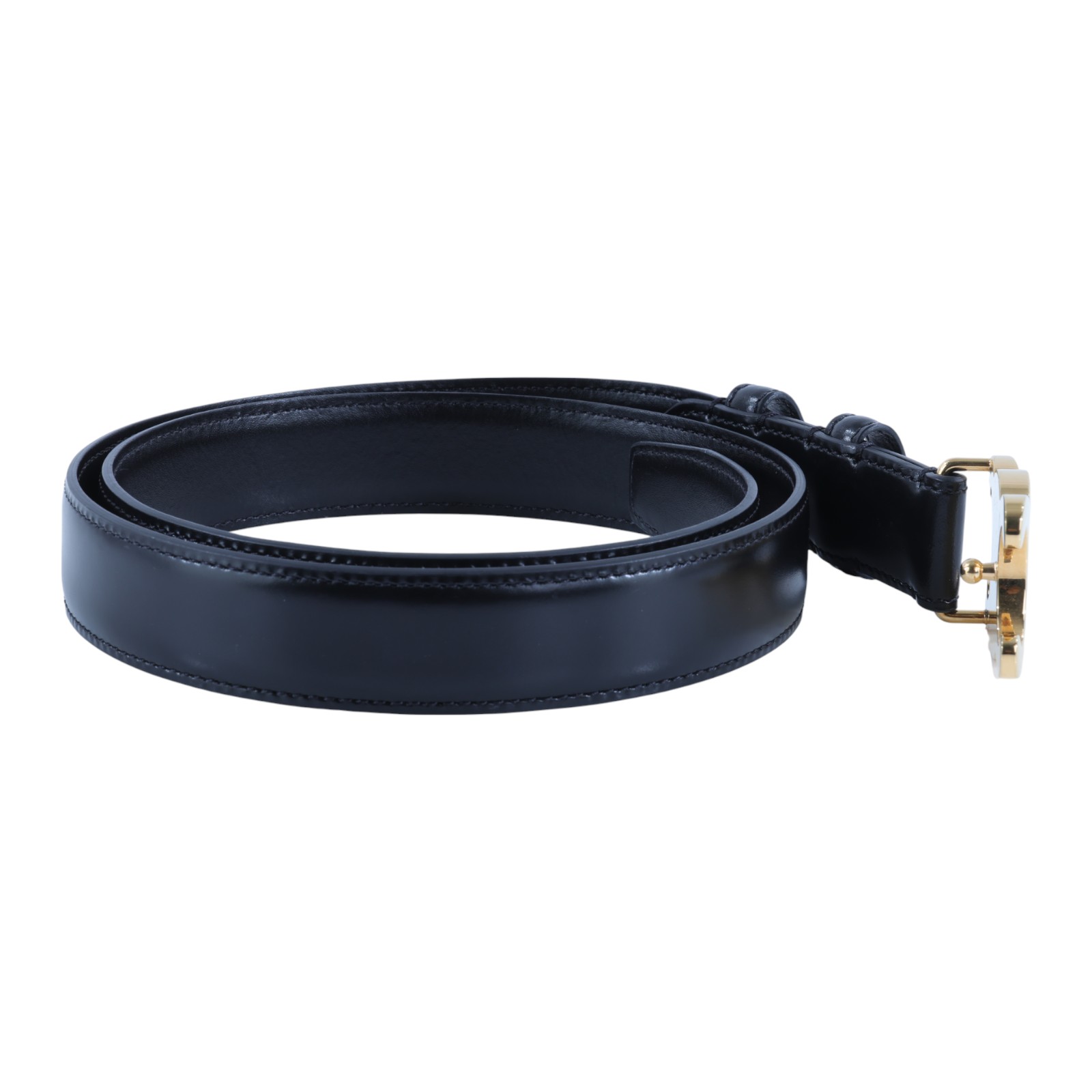 思琳 CELINE Trio,phe 18毫米 腰帶 45AX63A01_75 黑金凱旋皮帶 #75 無附屬品