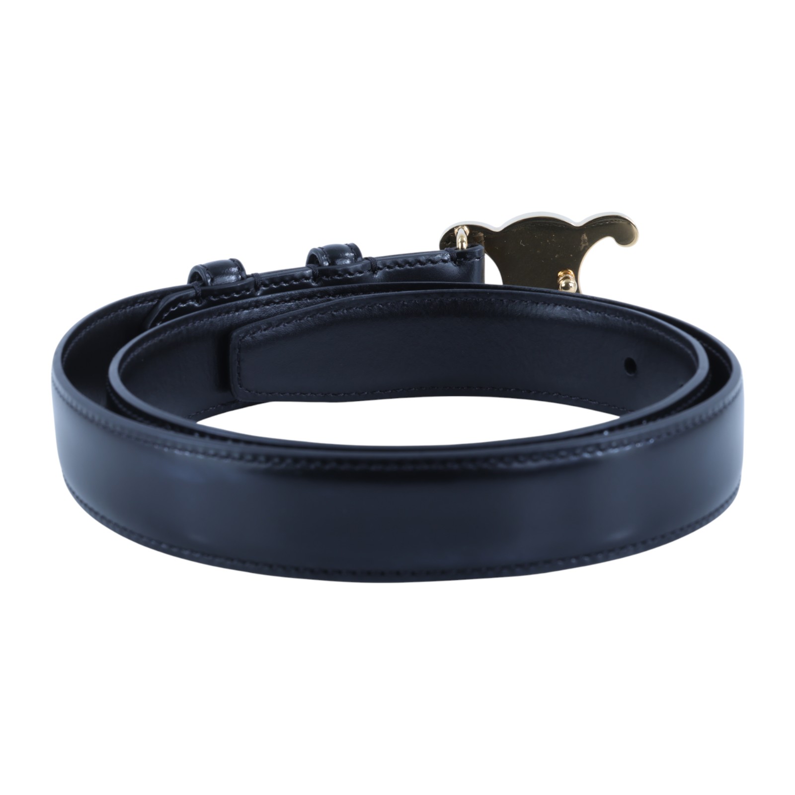 思琳 CELINE Trio,phe 18毫米 腰帶 45AX63A01_75 黑金凱旋皮帶 #75 無附屬品