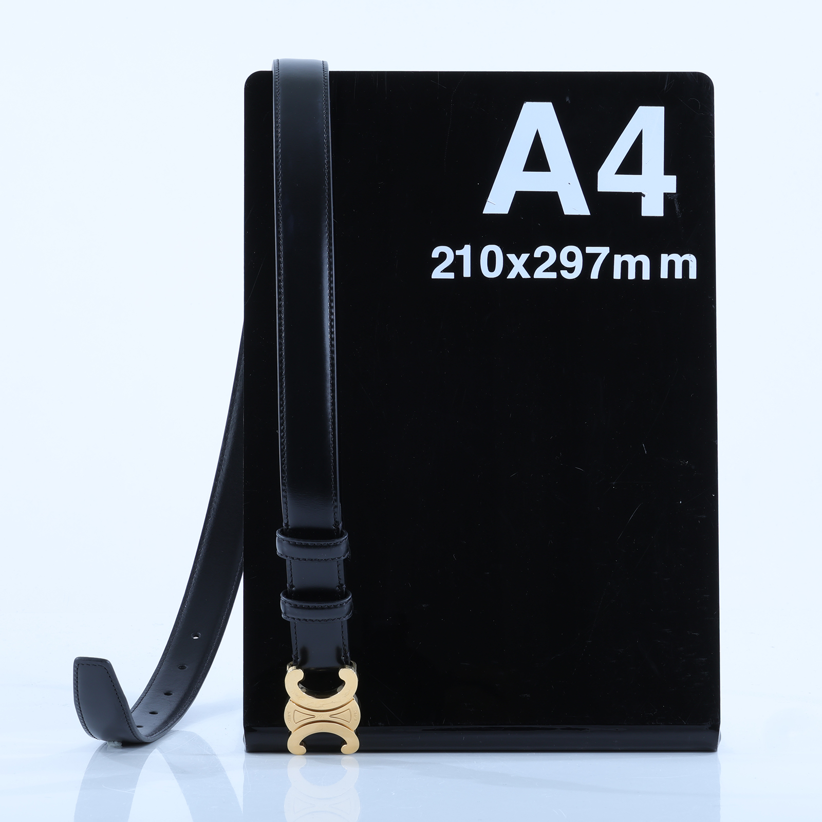 思琳 CELINE Trio,phe 18毫米 腰帶 45AX63A01_75 黑金凱旋皮帶 #75 無附屬品