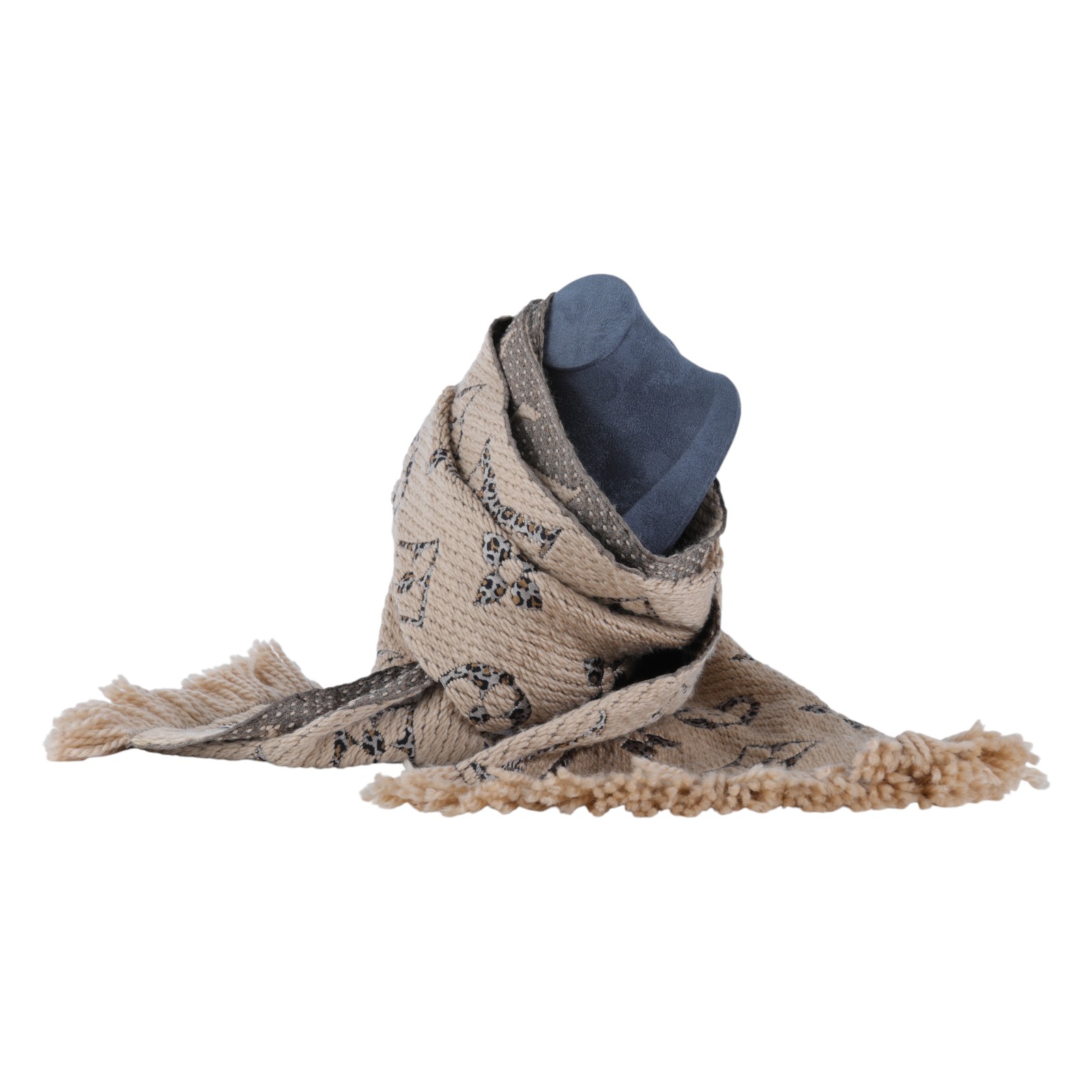 路易威登 LOUIS VUITTON Giant Monogram Jungle 圍巾 M75884 淺棕雙面豹紋圍巾 原廠盒子/購買證明