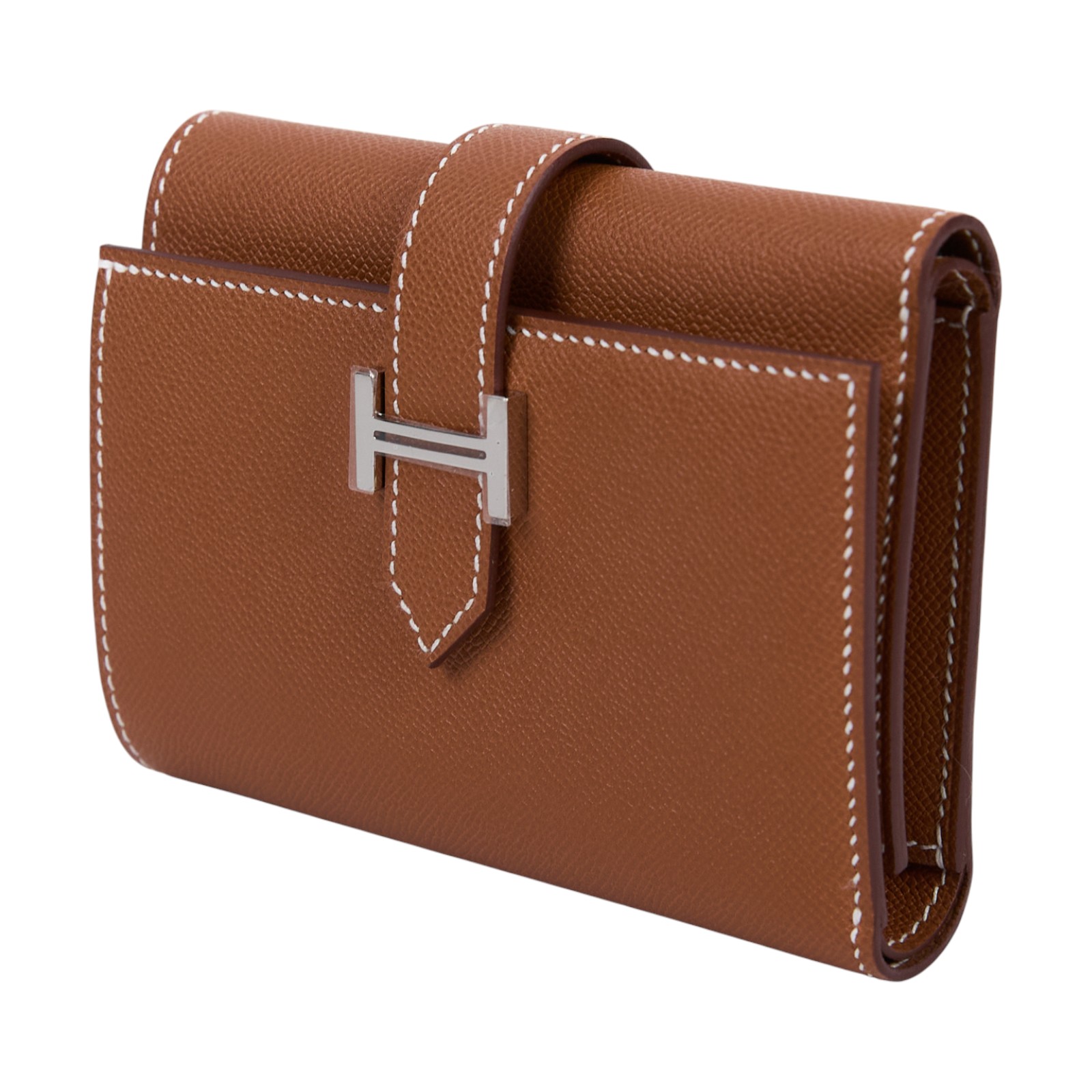 愛馬仕 Hermes Portefeuille Bearn Combine 三折短夾 銀色五金 金棕色 H084830CK37 /W AI 011 DW  原廠盒子