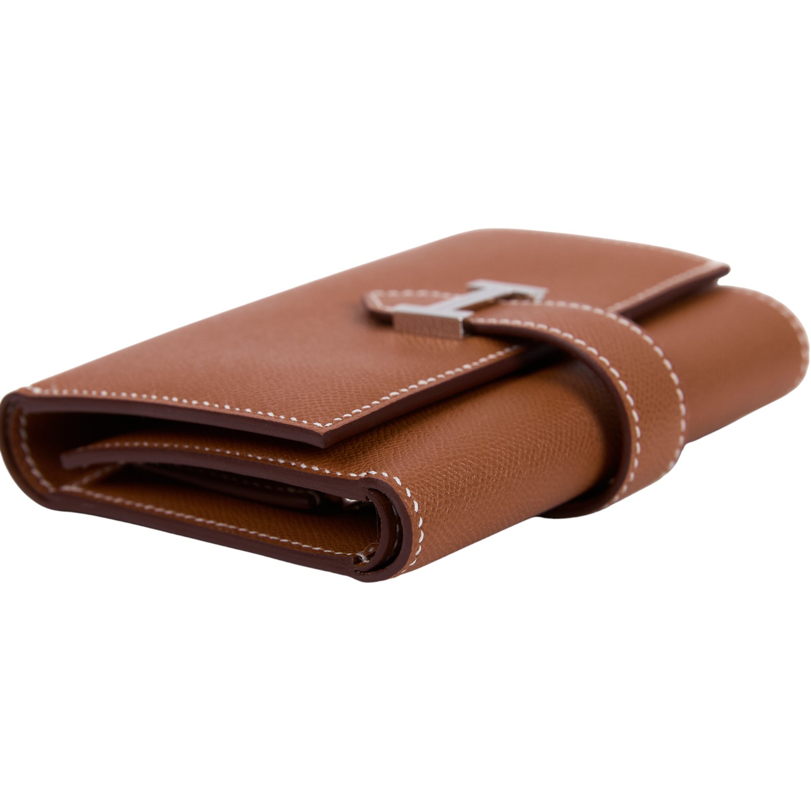 愛馬仕 Hermes Portefeuille Bearn Combine 三折短夾 銀色五金 金棕色 H084830CK37 /W AI 011 DW  原廠盒子