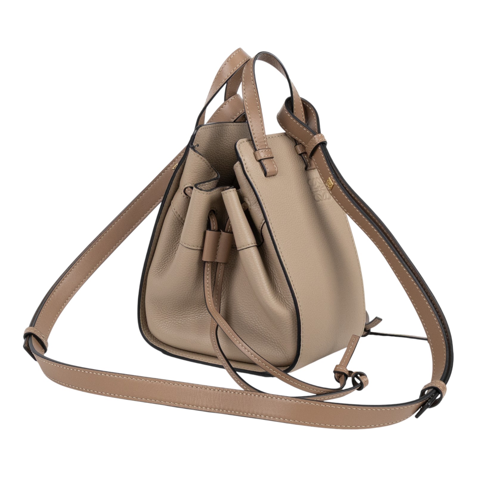 羅意威 LOEWE Mini Hammock drawstring 迷你 小牛皮 肩背 吊床包 A538V07X15 沙色HAMMOCK MINI 防塵袋