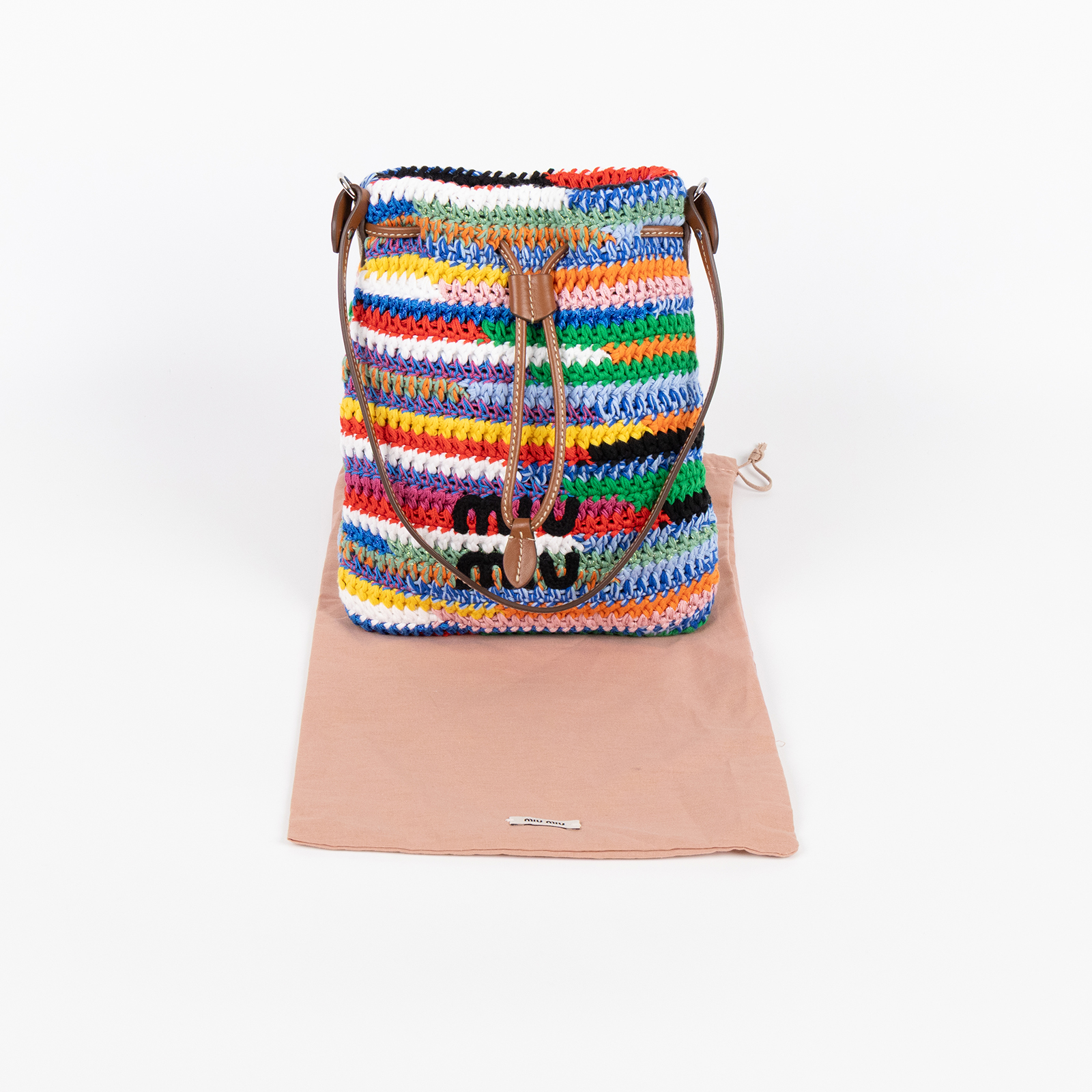 繆繆 MIU MIU Colorful Crochet 彩色鉤針 編織迷你包 5ND016_AF46 彩色毛呢斜背包 防塵袋