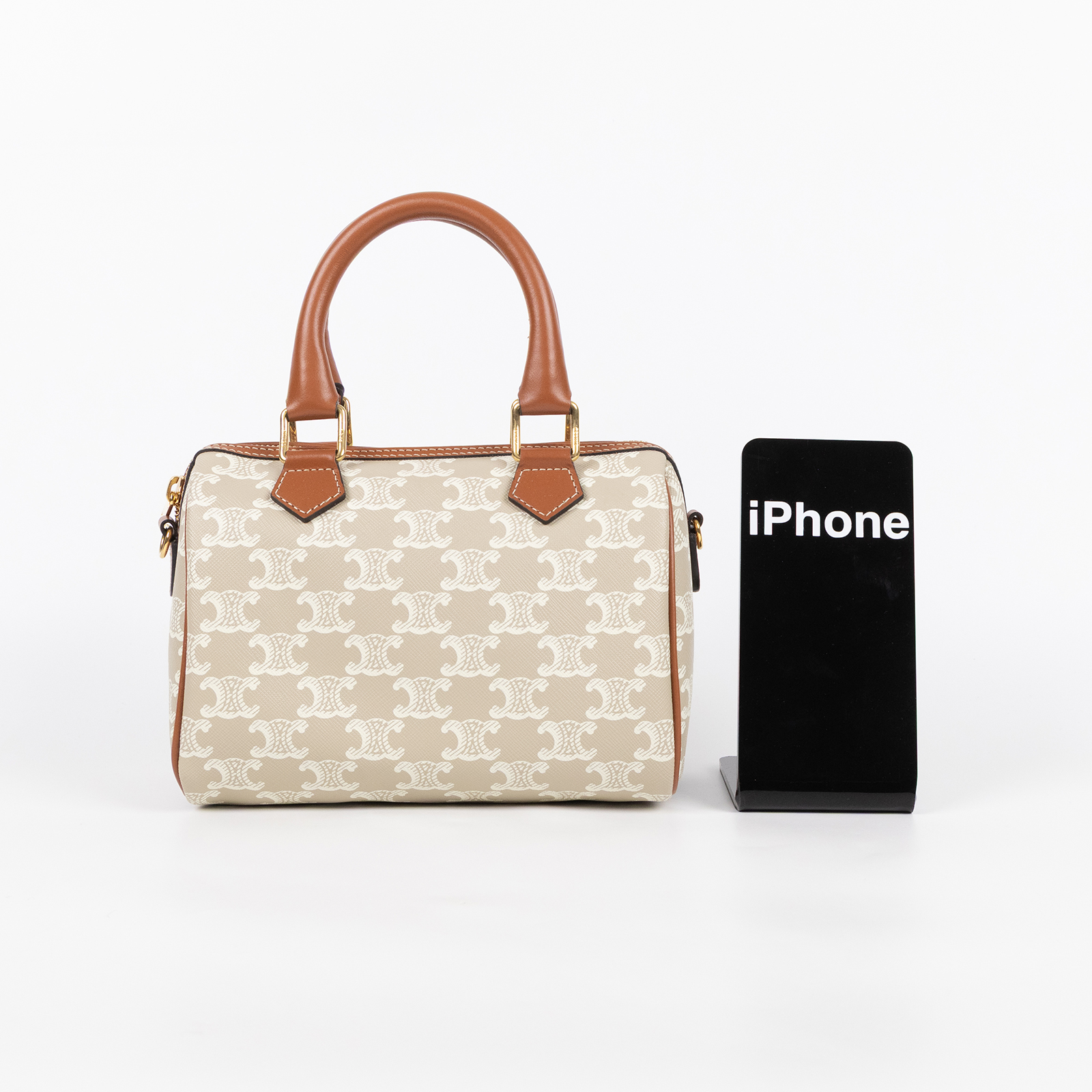 思琳 CELINE 標誌印花 波士頓包 小型 113772CAS 米灰凱旋波士頓包 小號 防塵袋