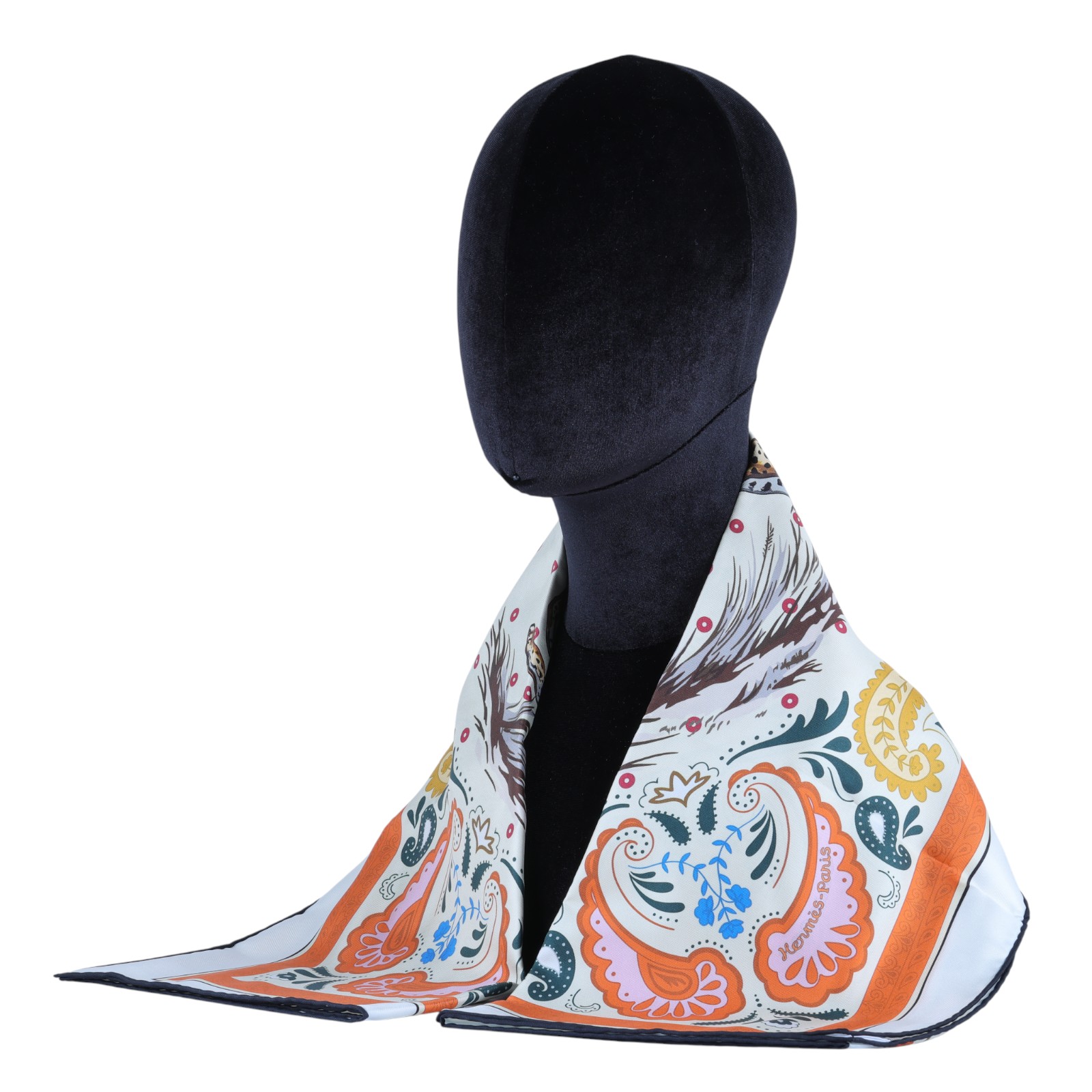 愛馬仕 Hermes Guepards Bandana 90 雙面 方巾 奶油色 橘色 棕色 H904166Sv01  豹紋絲巾 原廠盒子