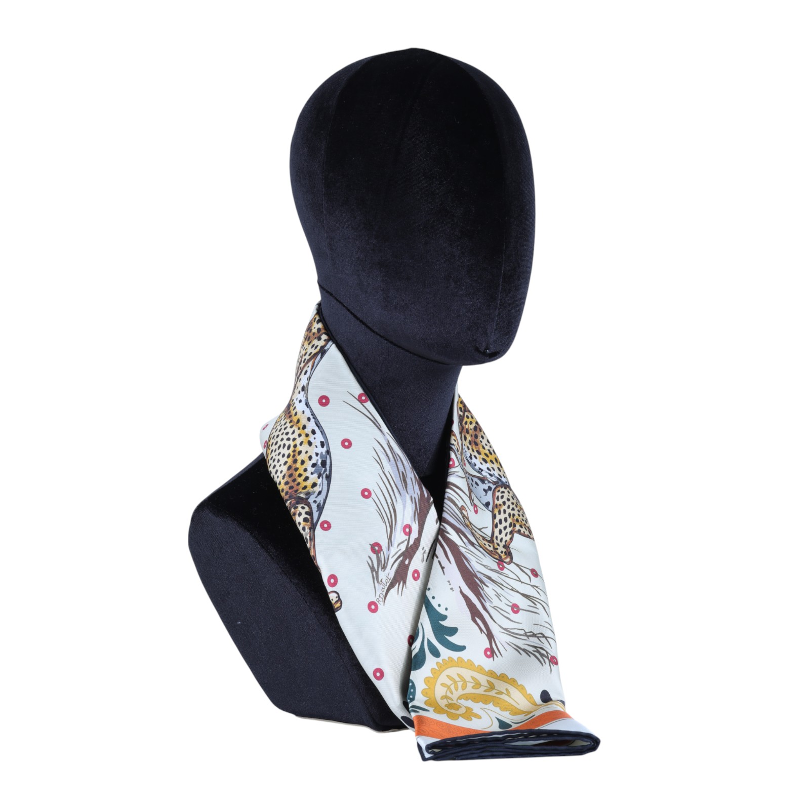 愛馬仕 Hermes Guepards Bandana 90 雙面 方巾 奶油色 橘色 棕色 H904166Sv01  豹紋絲巾 原廠盒子